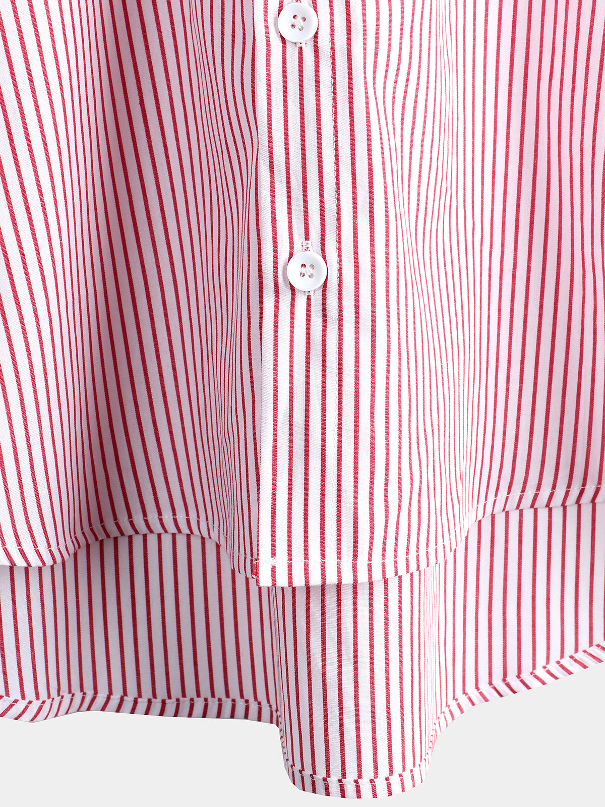 Men's Cotton Striped Stand Collar Short Sleeve Shirt