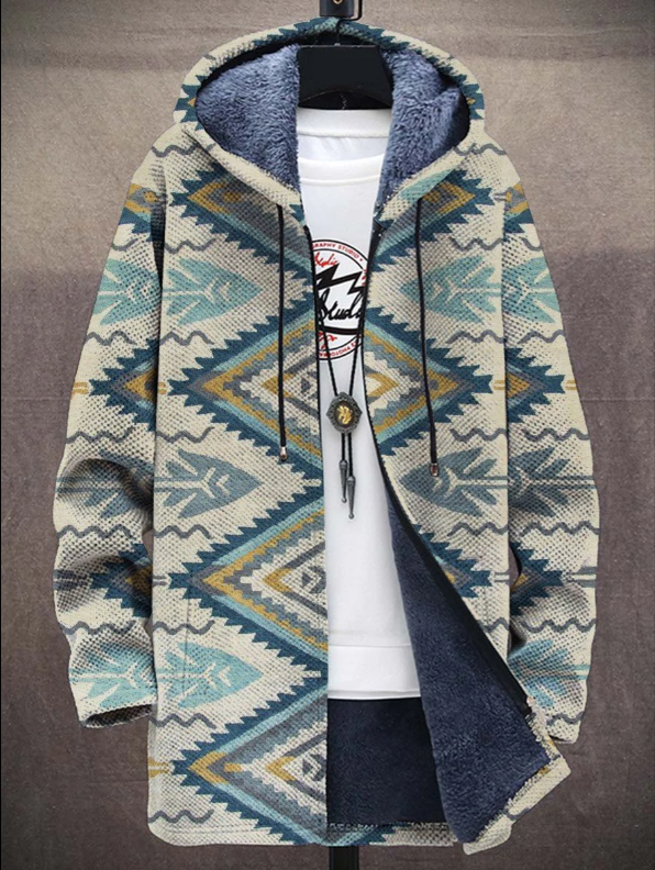 Men's Art Colors Long-Sleeved Fleece Sweater Coat Cardigan