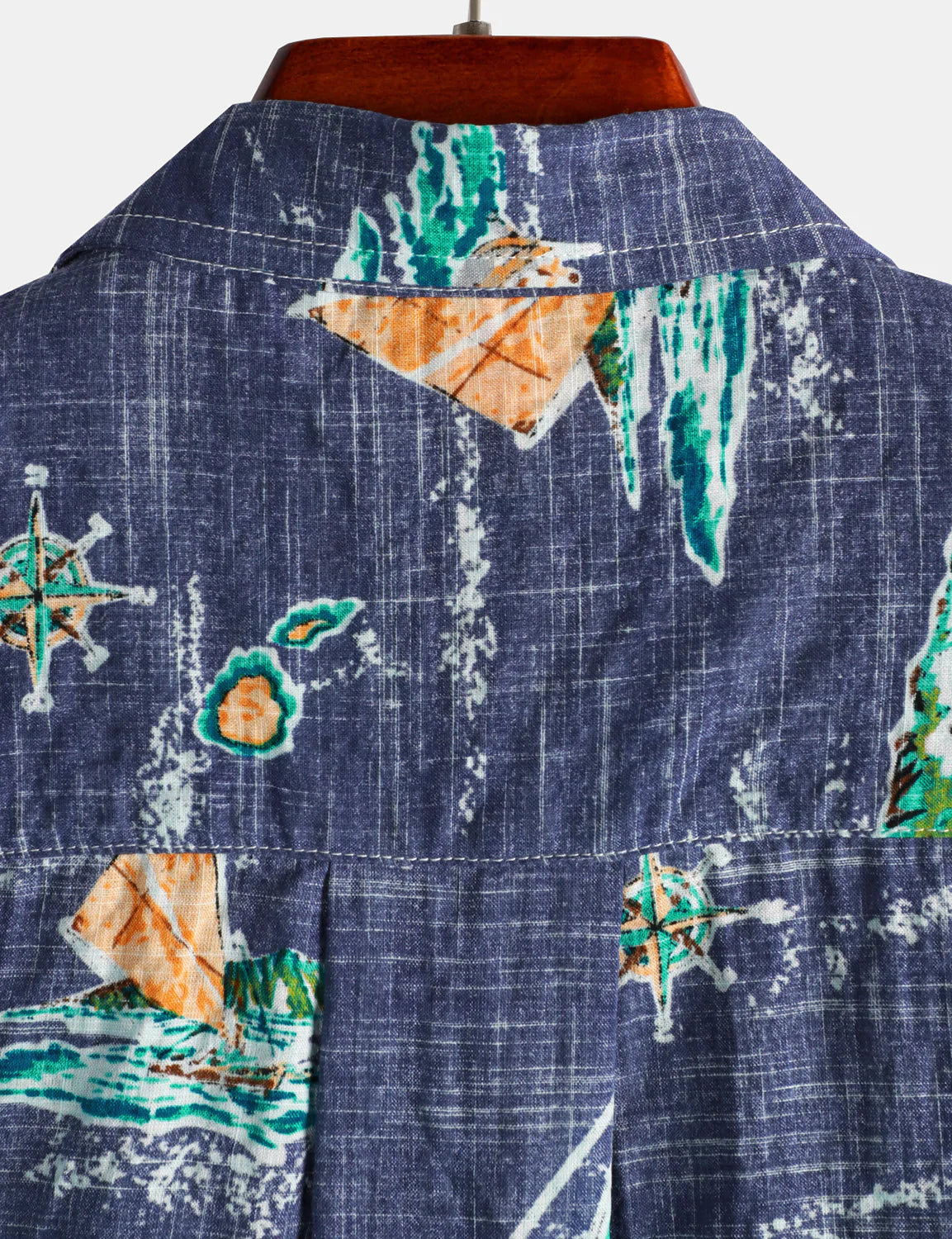 Men's Cotton Navy Blue Hawaiian Islands Cruise Beach Button Up Pocket Summer Short Sleeve Aloha Shirt