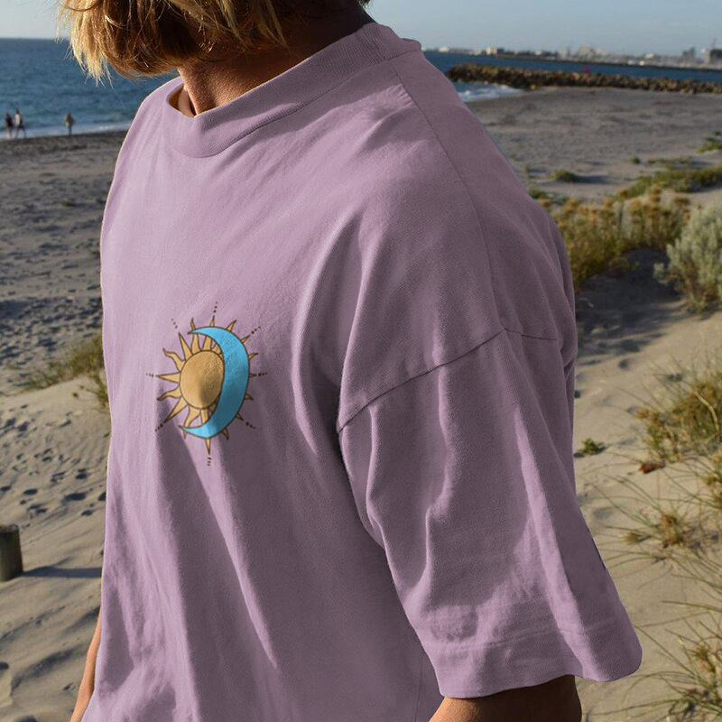Men Fashion Sun Print T-shirt