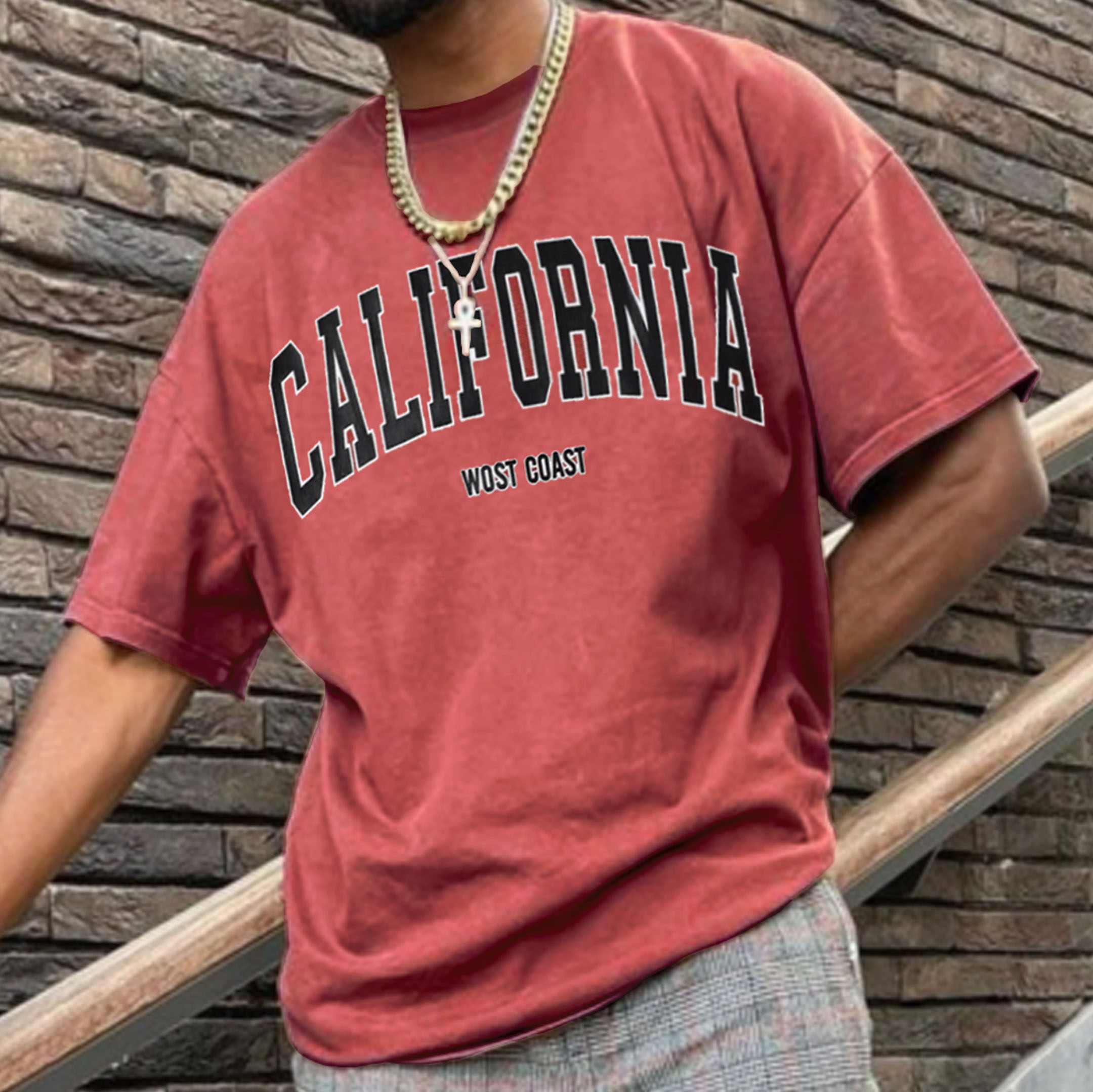 Retro Oversized CALIFORNIA Men's T-shirt