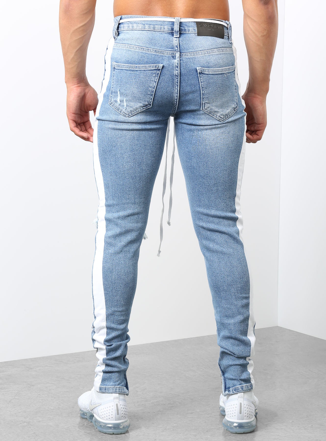 Double Striped Track Jeans V2 in Blue and White