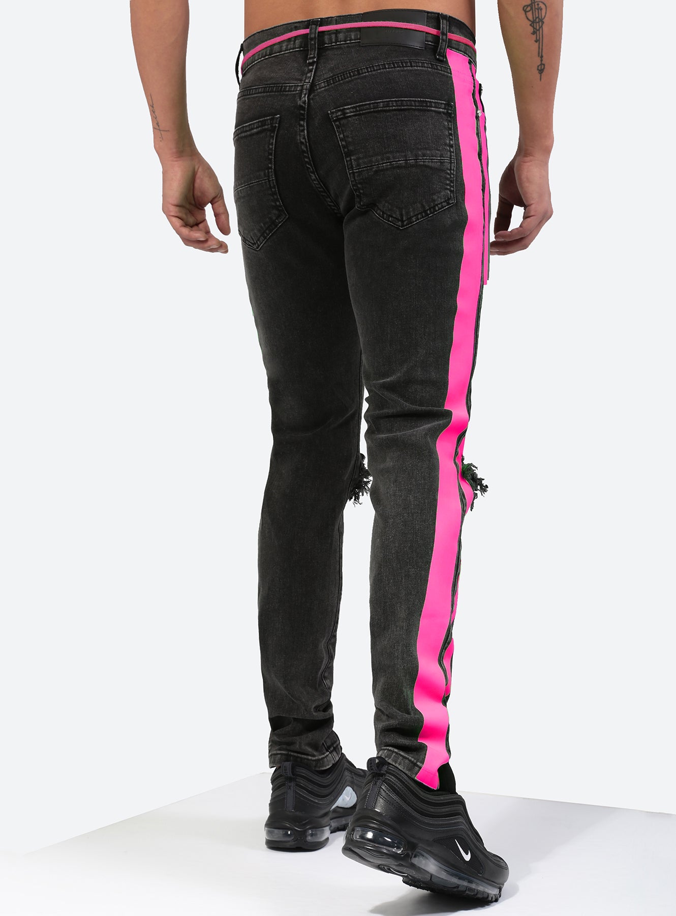 Double Striped Track Jeans V3 in Neon Pink