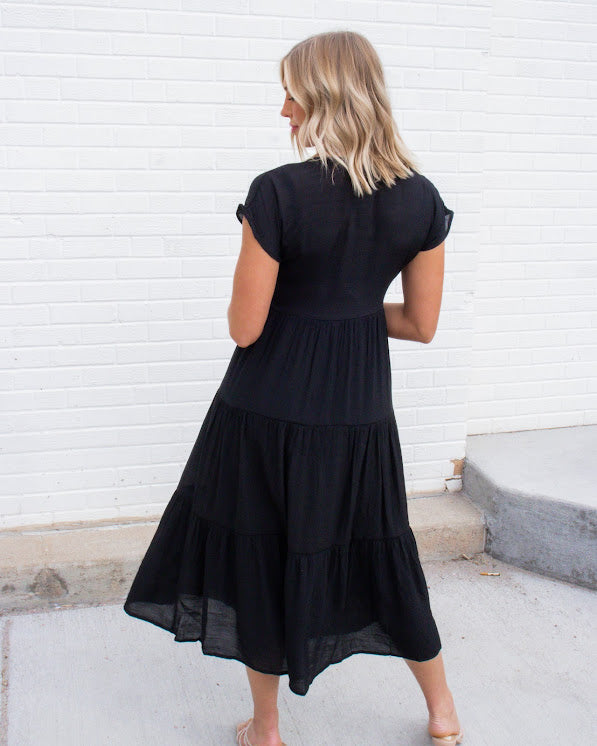 Maggie Faux Button Down Midi Dress | Love
