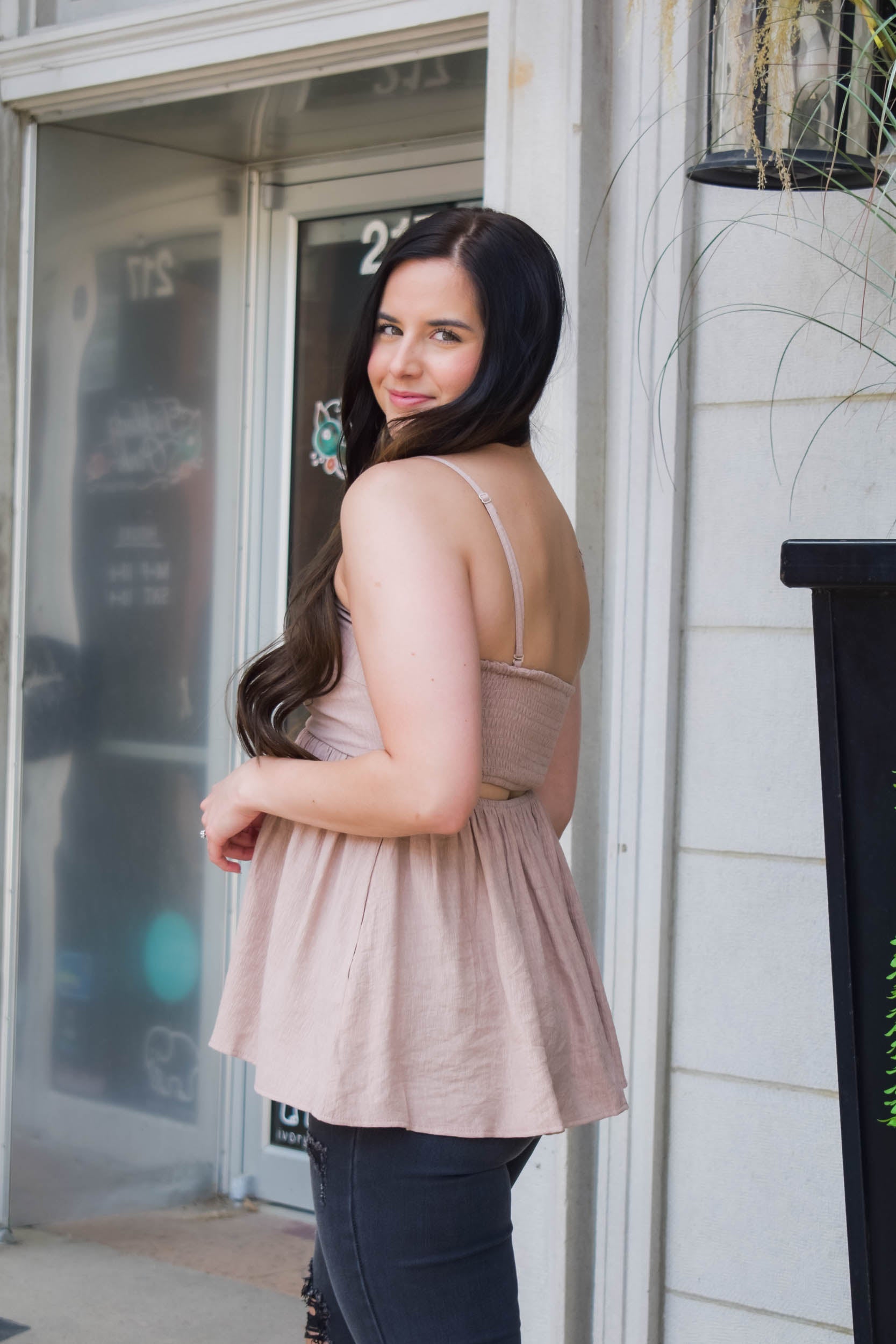 Mila Open Back Tunic Top | Mauve