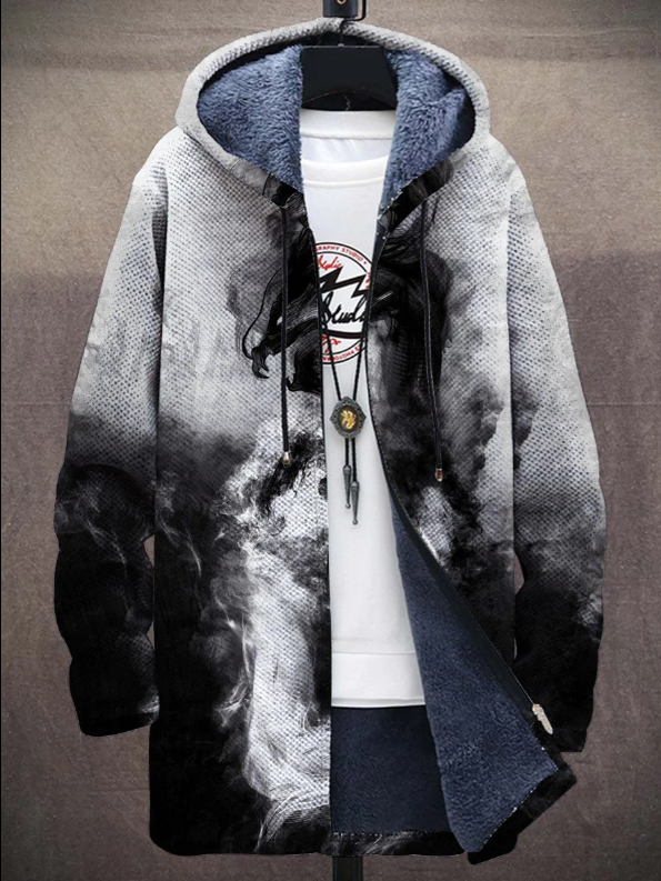Men's Art Colors Long-Sleeved Fleece Sweater Coat Cardigan