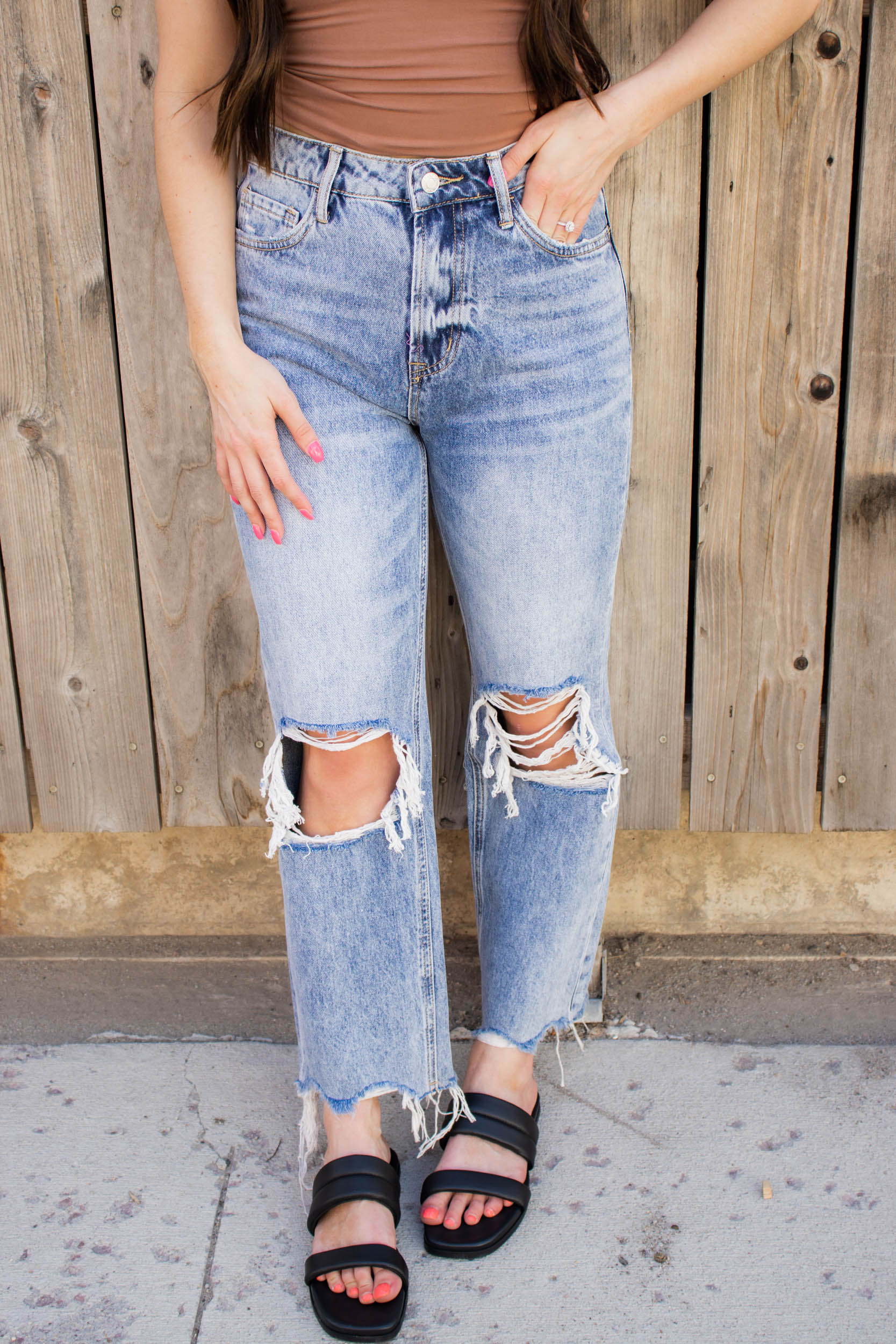 Celine Super High Rise 90S Straight Crop Jean | Blue Melody