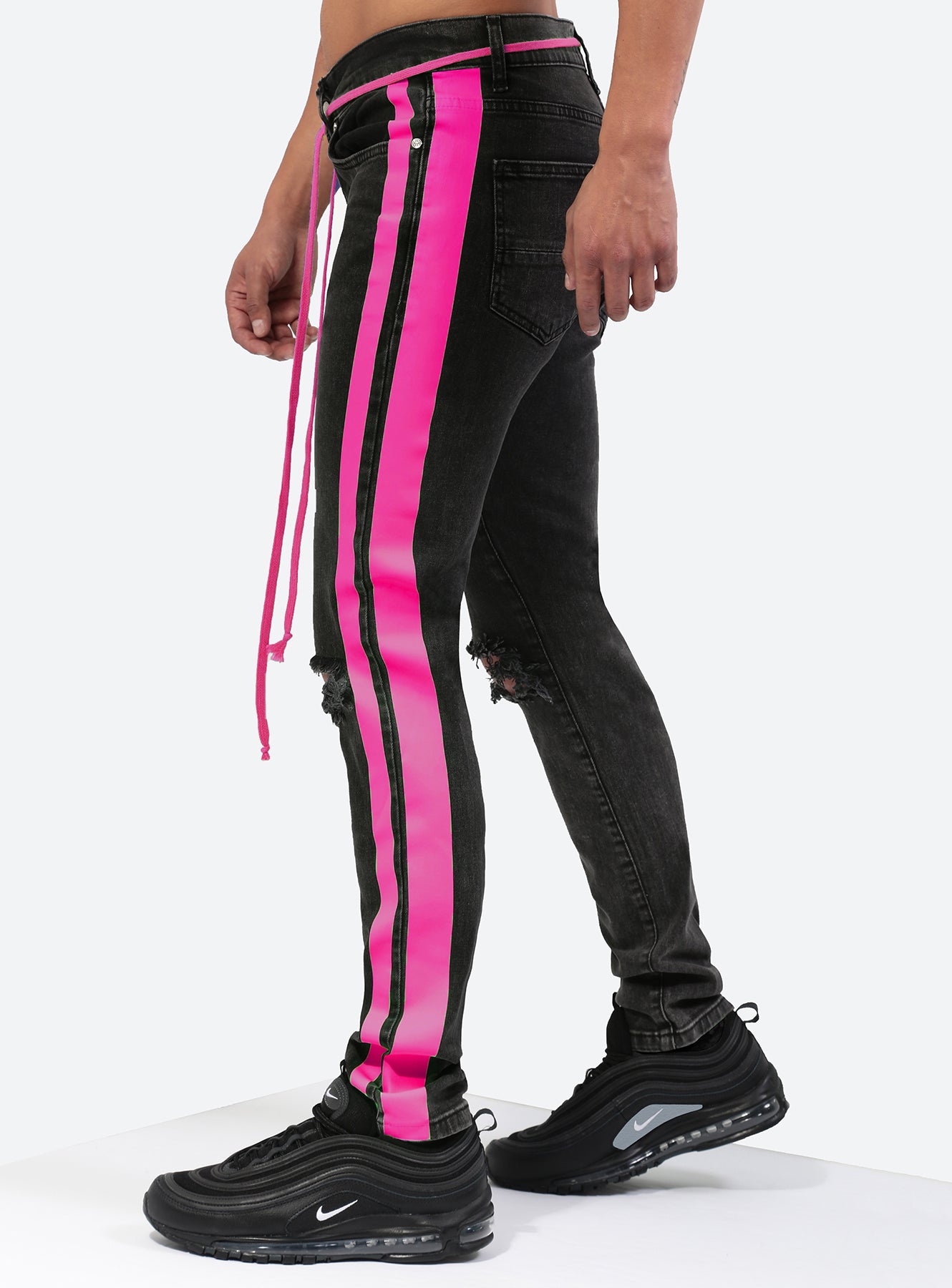 Double Striped Track Jeans V3 in Neon Pink