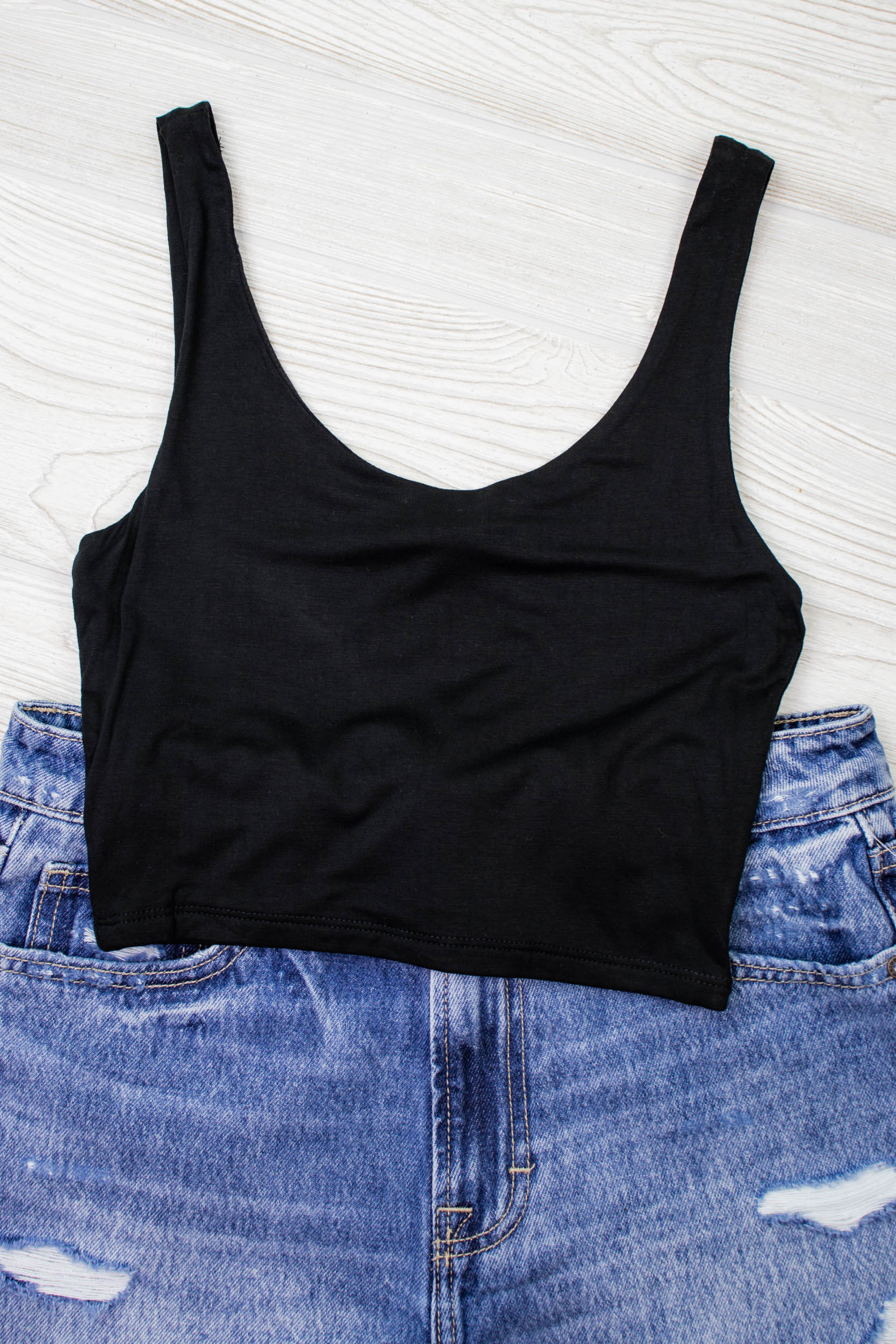 Erin Crop Tank Top | Black