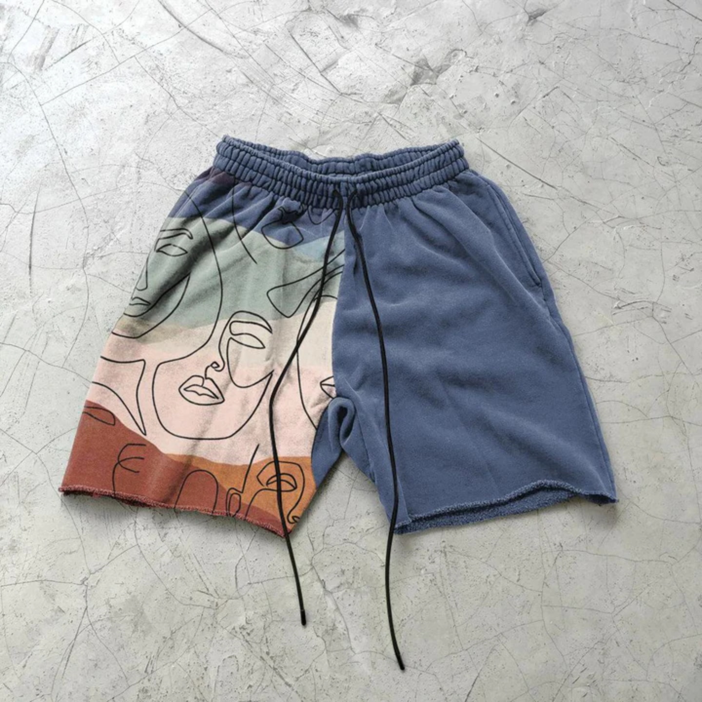 Men's Linear Characters Patch Print Shorts