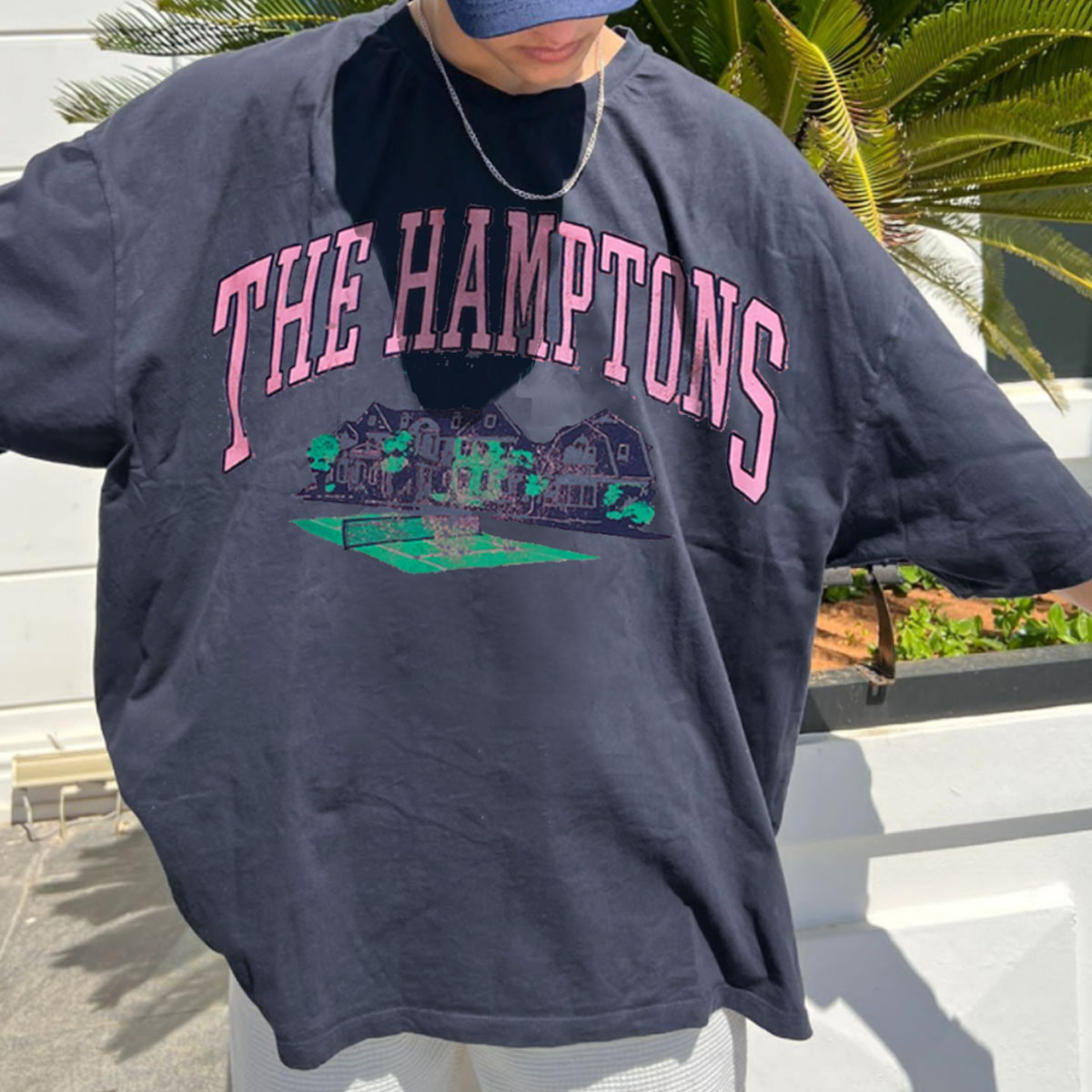 Men's Plus Size Vintage Hamptons Print T-Shirt