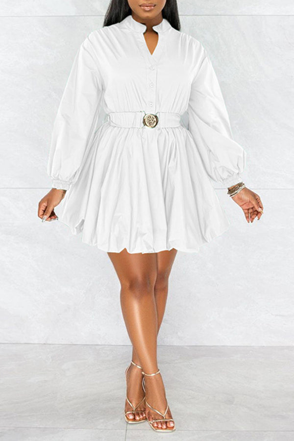 Balloon Hem Peplum Dress