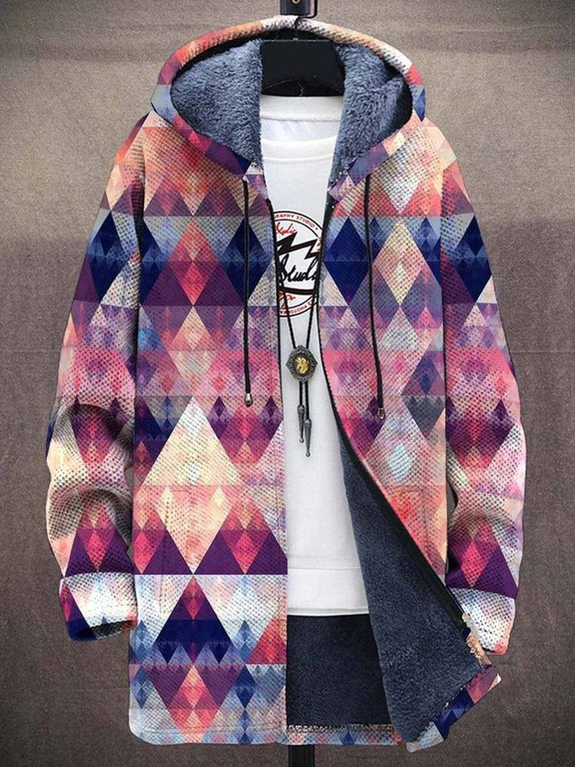 Men's Art Color Long-Sleeved Fleece Sweater Coat Cardigan