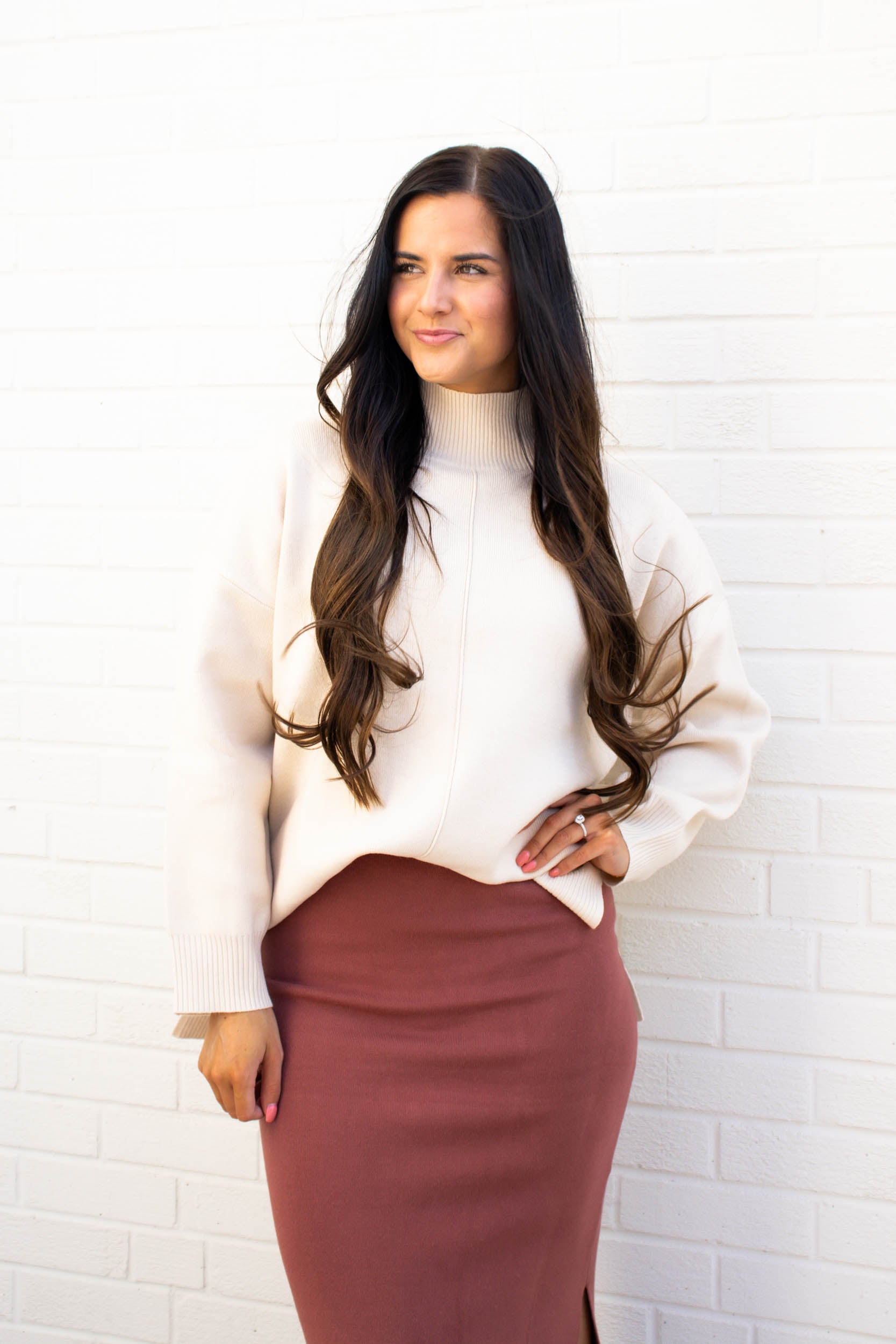 Talia Mock Neck Sweater | Cream