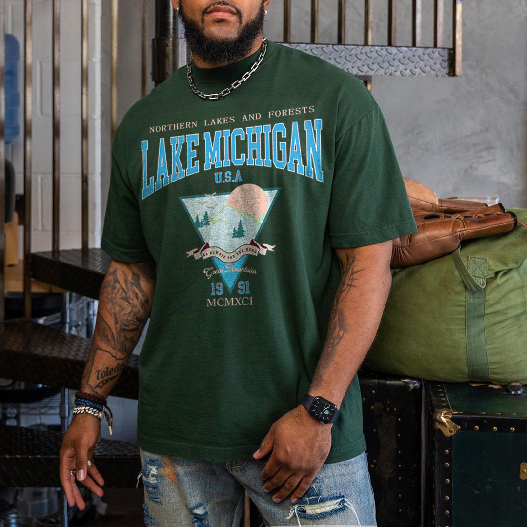Retro Oversized Men's Lake Michigan T-shirt