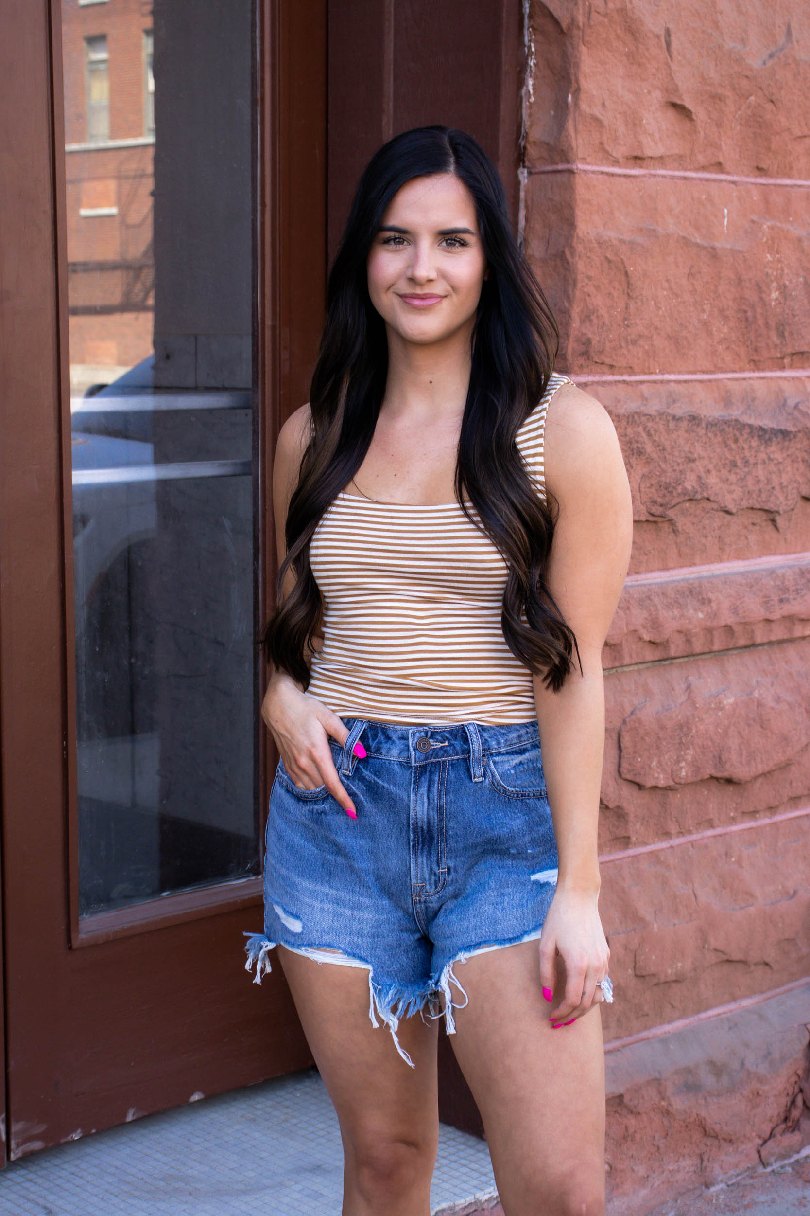 Gracelynn Striped Square Neck Tank | Mustard