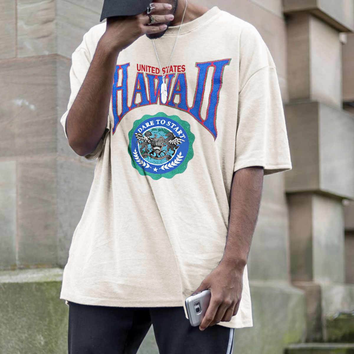 Men's Vintage Hawaii Print T-Shirt