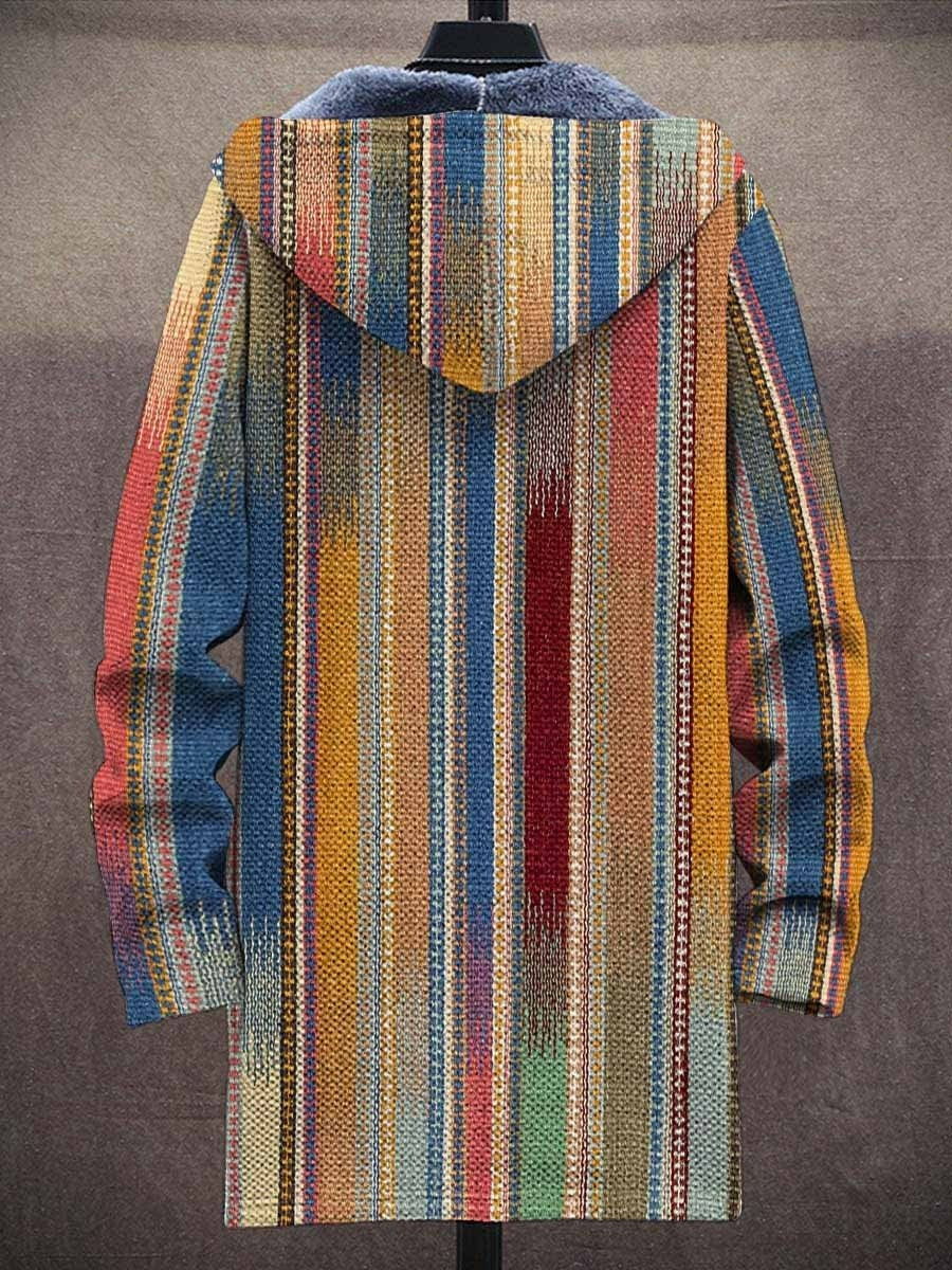 Men's Art Color Long-Sleeved Fleece Sweater Coat Cardigan