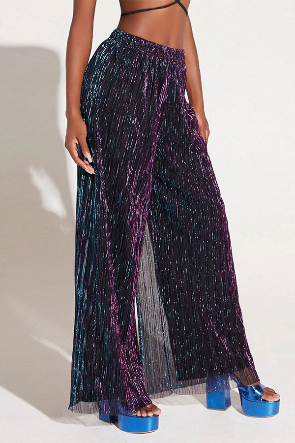 Sequin Mesh Overlay Pants
