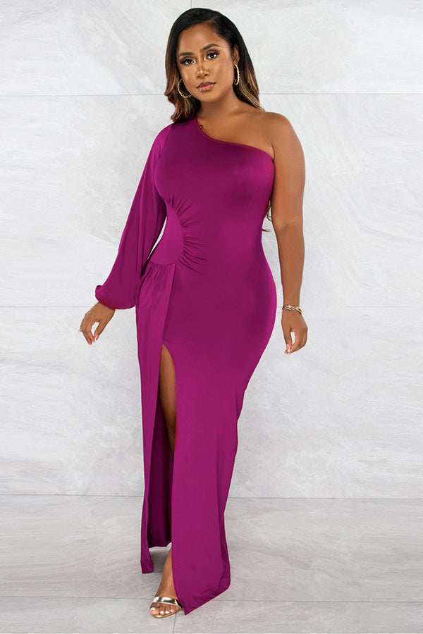 One-shoulder Split Thigh Formal Dress