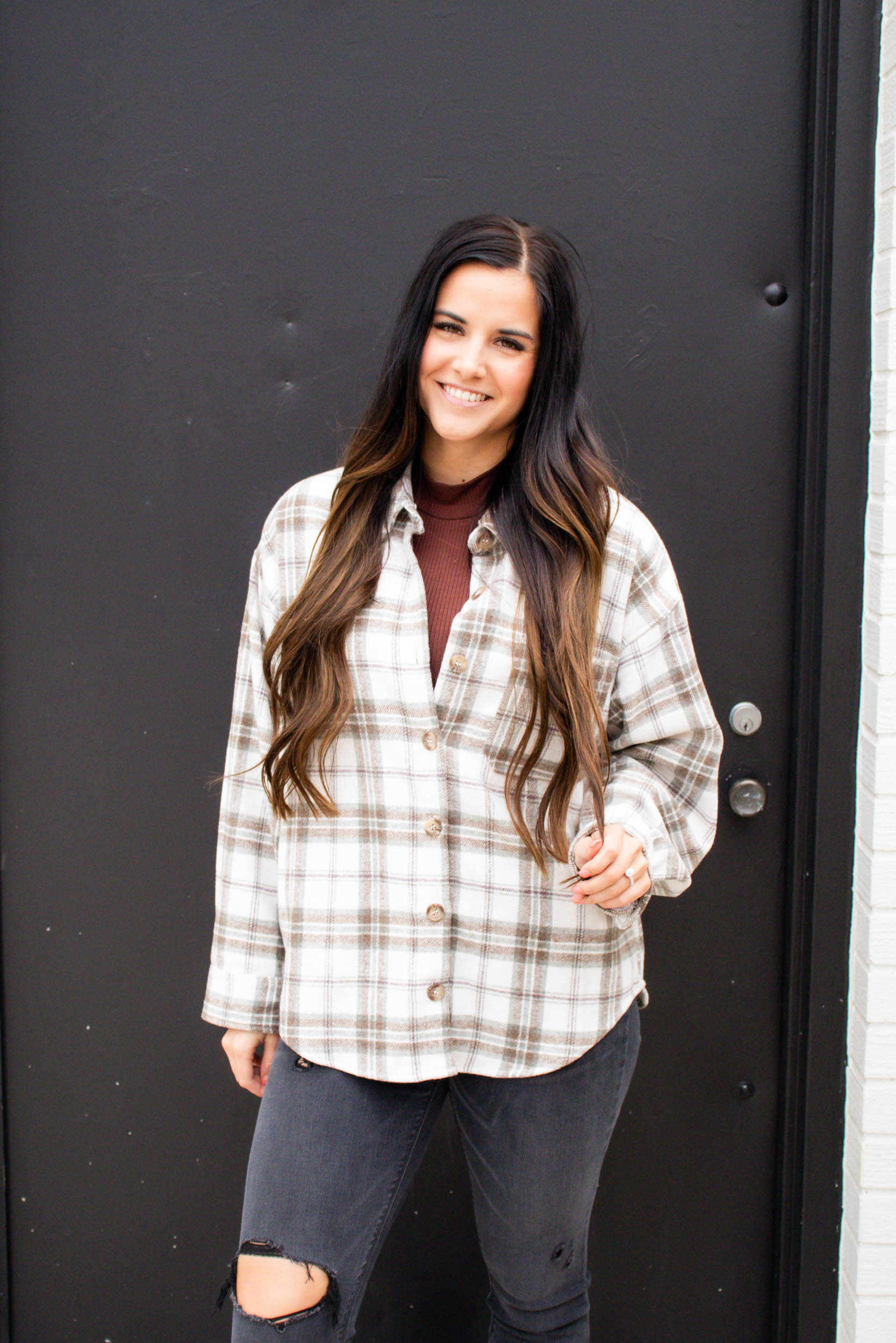 Elena Flannel Shirt | Cream/Mocha