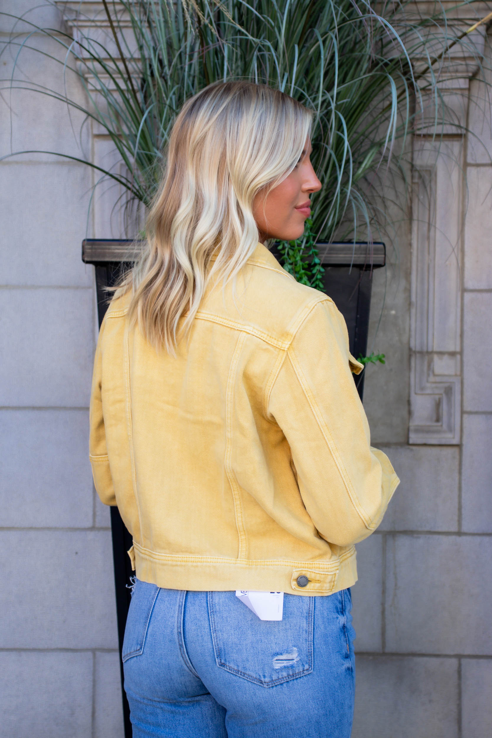 Anna Cropped Denim Jacket | Mustard