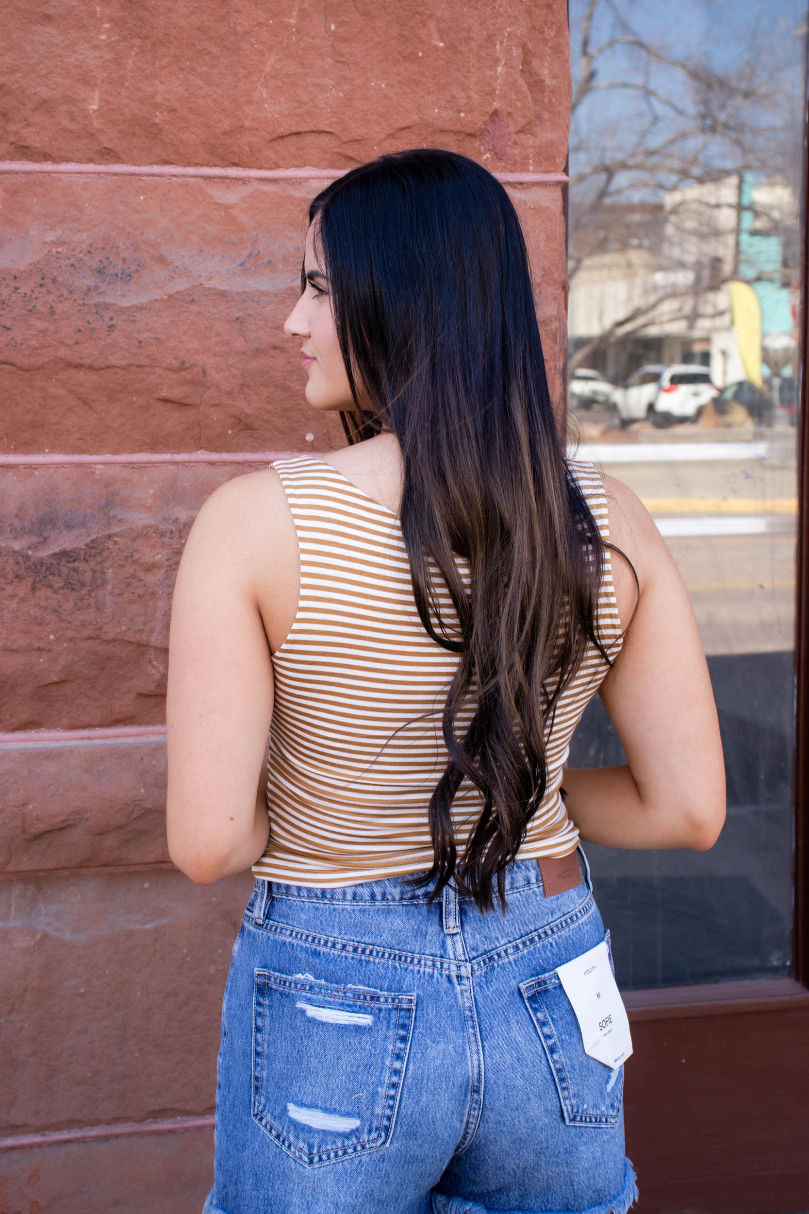 Gracelynn Striped Square Neck Tank | Mustard