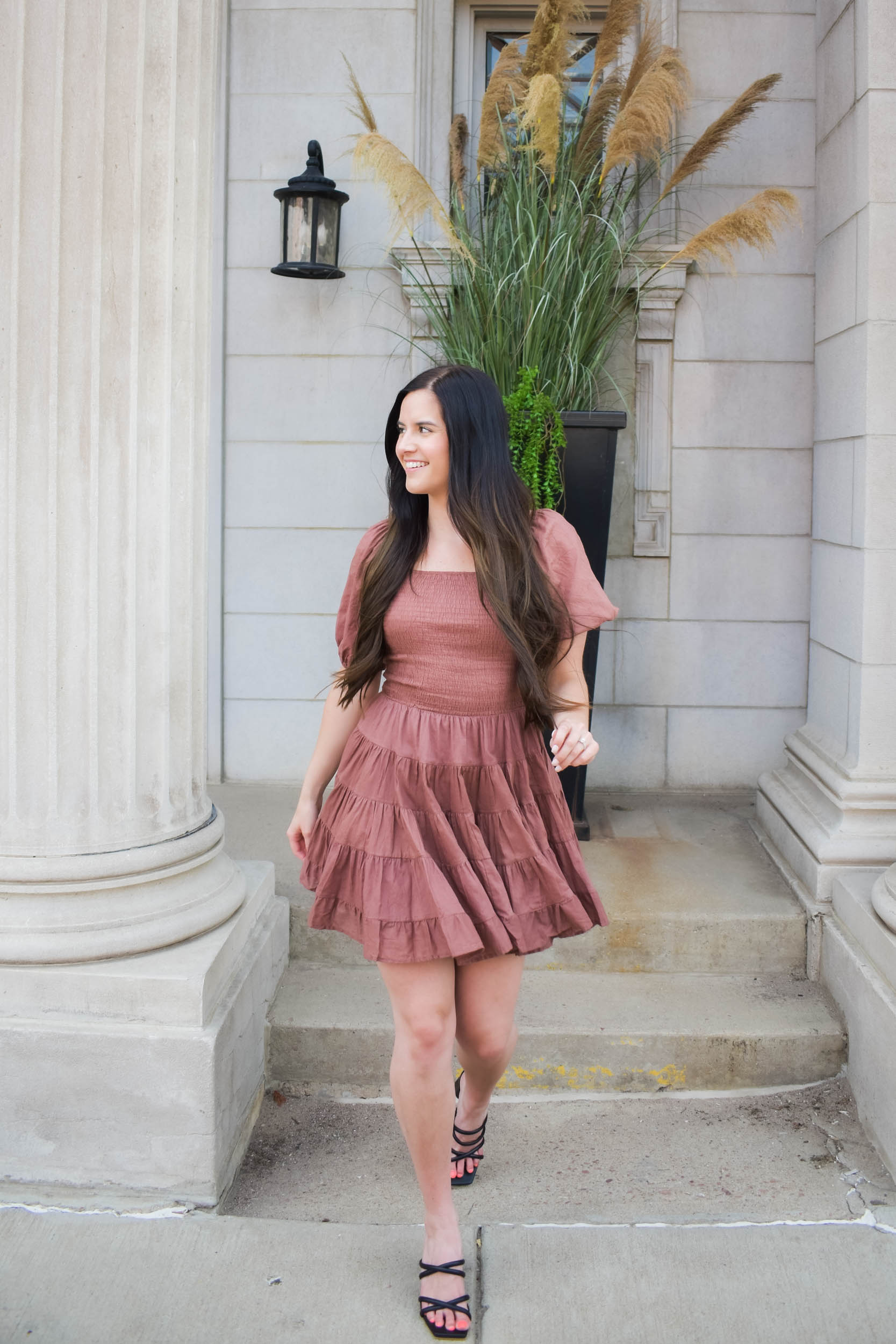 Abby Puff Sleeve Dress | Brown
