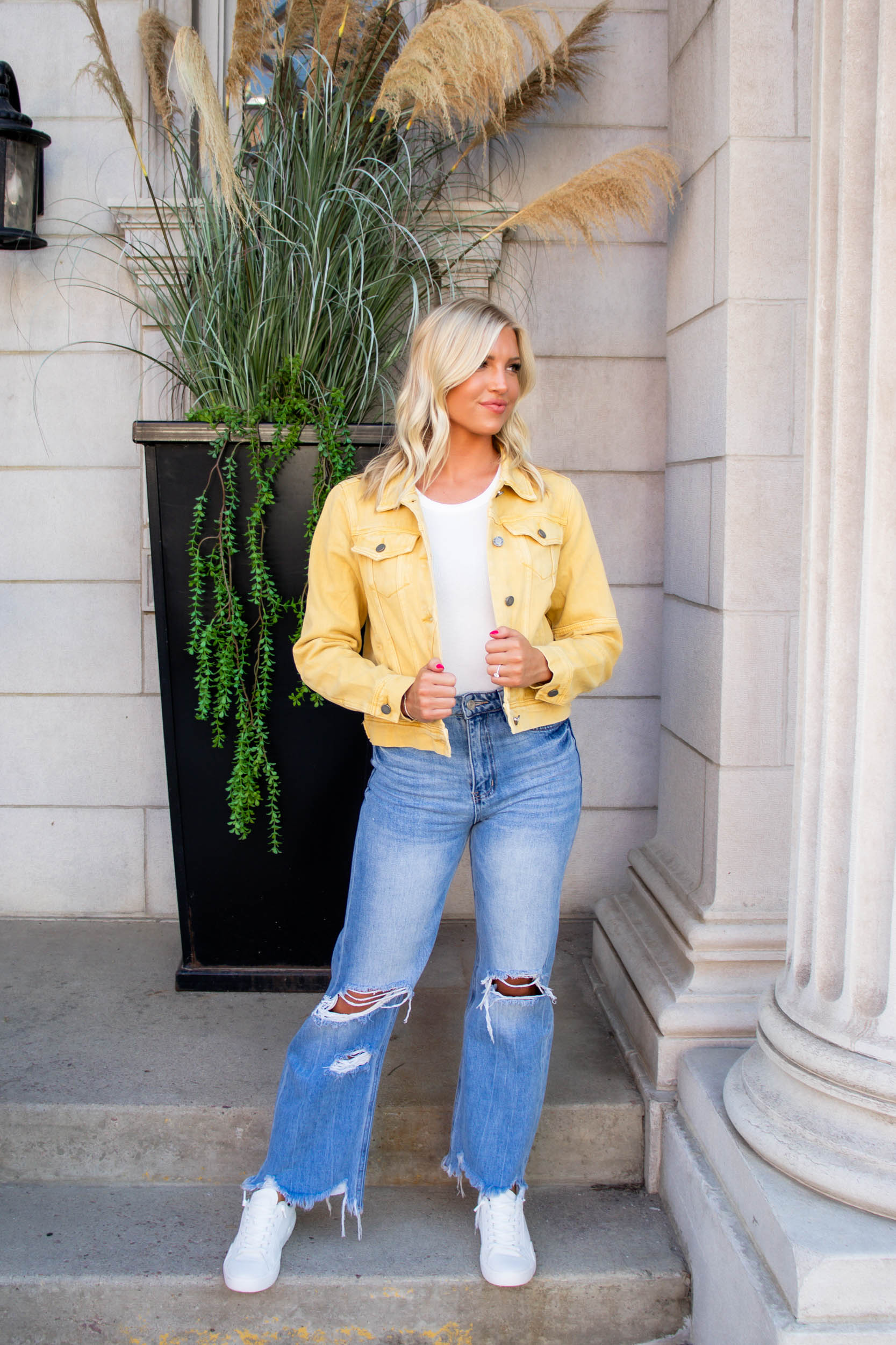 Anna Cropped Denim Jacket | Mustard