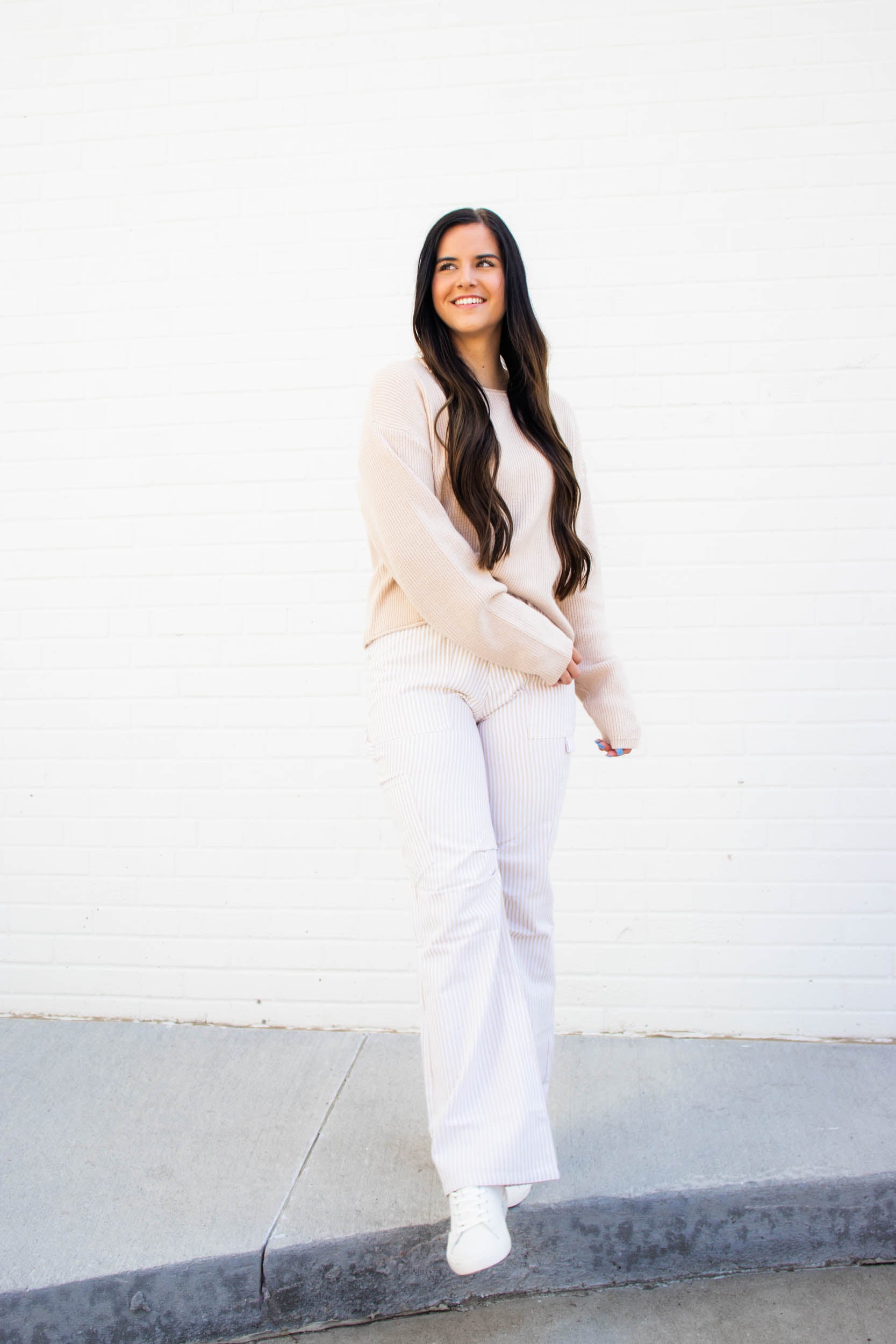 Carson Striped Cargo Pants | Beige