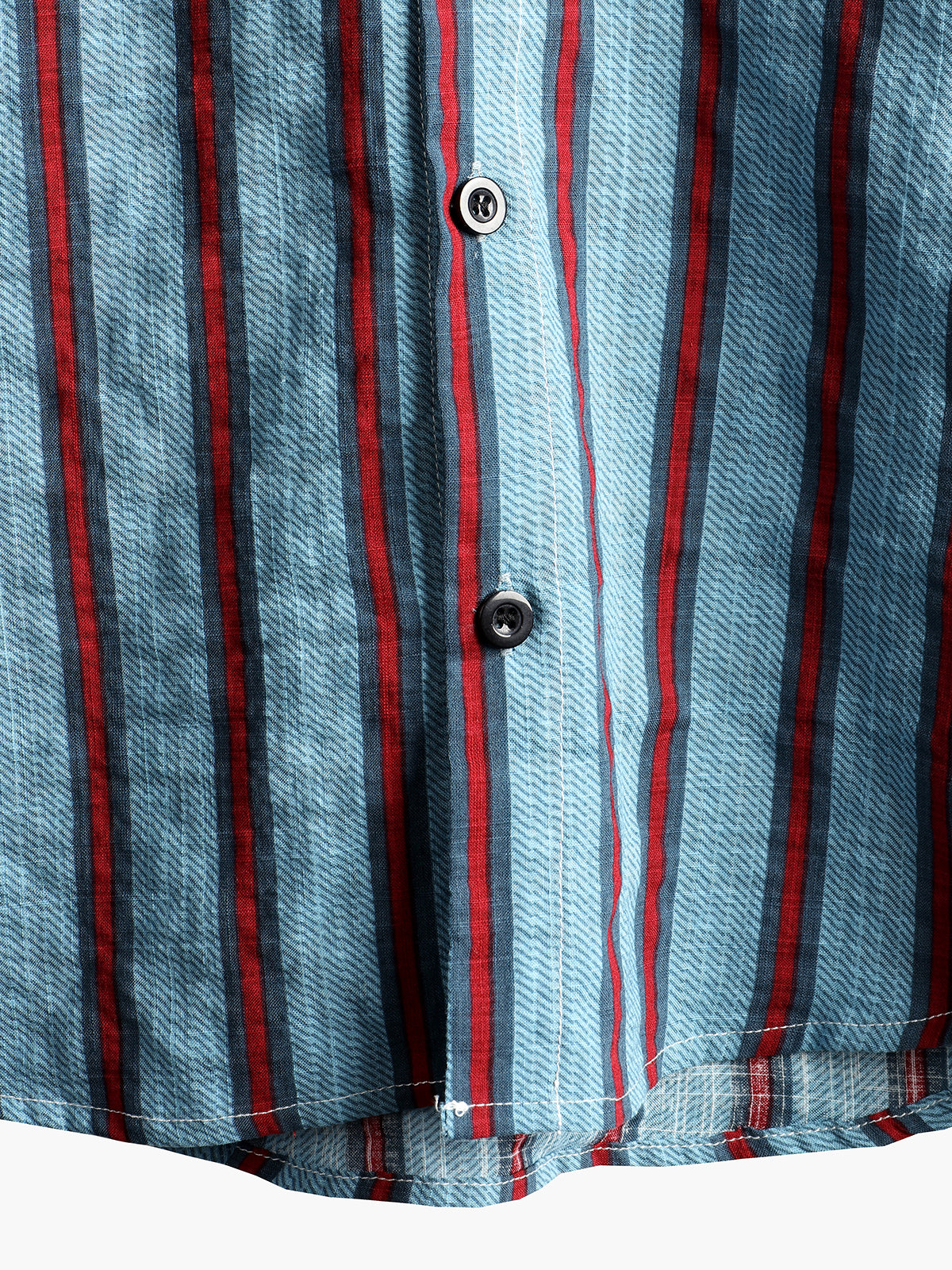 Men's Blue Striped Casual Cotton Short Sleeve Button Up Shirt