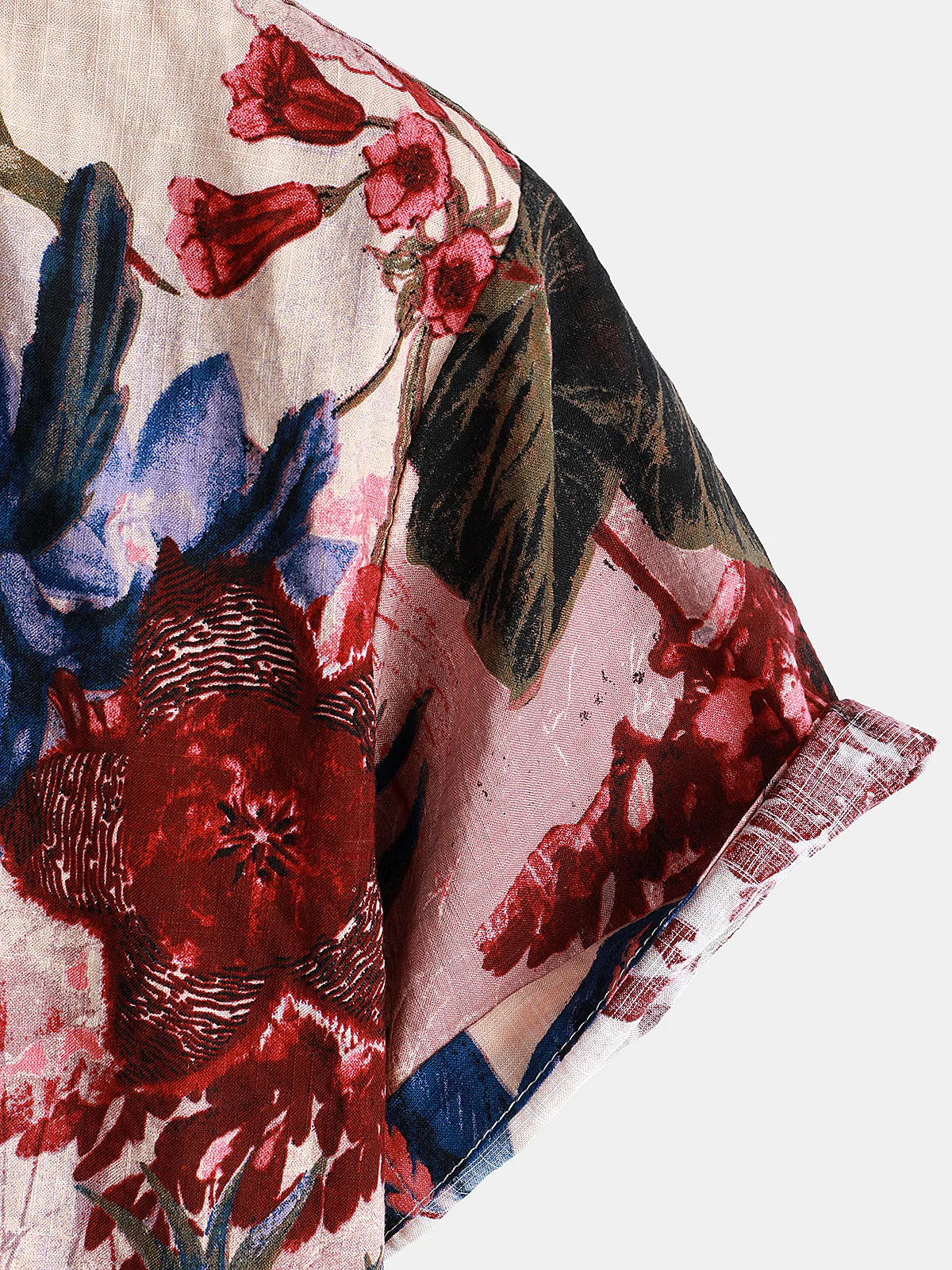 Men's Floral Print Summer Retro Flowers Button Short Sleeve Holiday Shirt