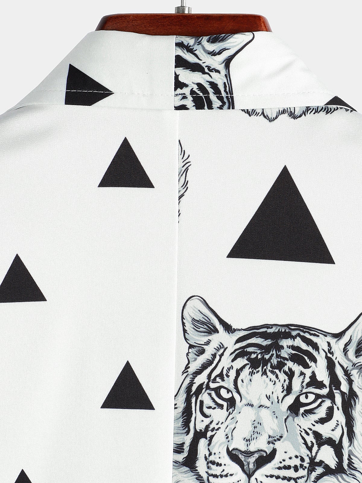 Men's Tiger Print Pocket Casual Short Sleeve Shirt