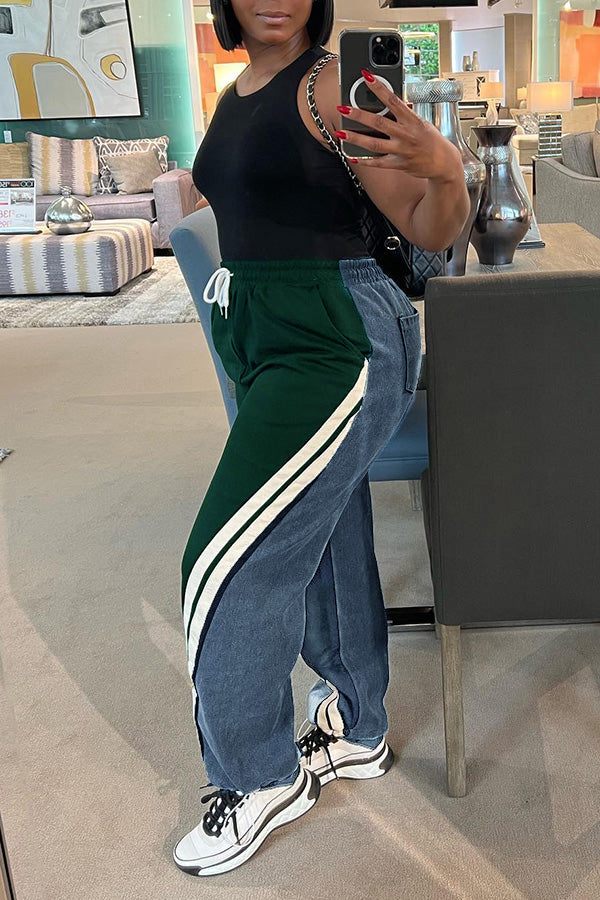 Oversized Drawstring Waist Contras Mesh