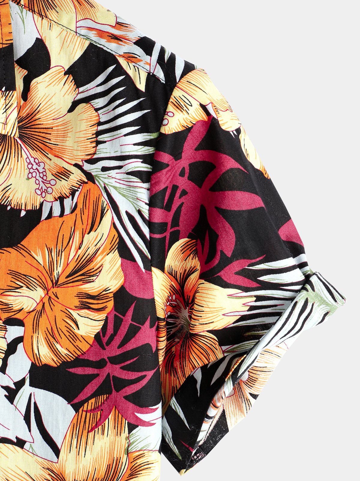 Men's Flower Print Tropical Hawaiian Short Sleeve Shirt