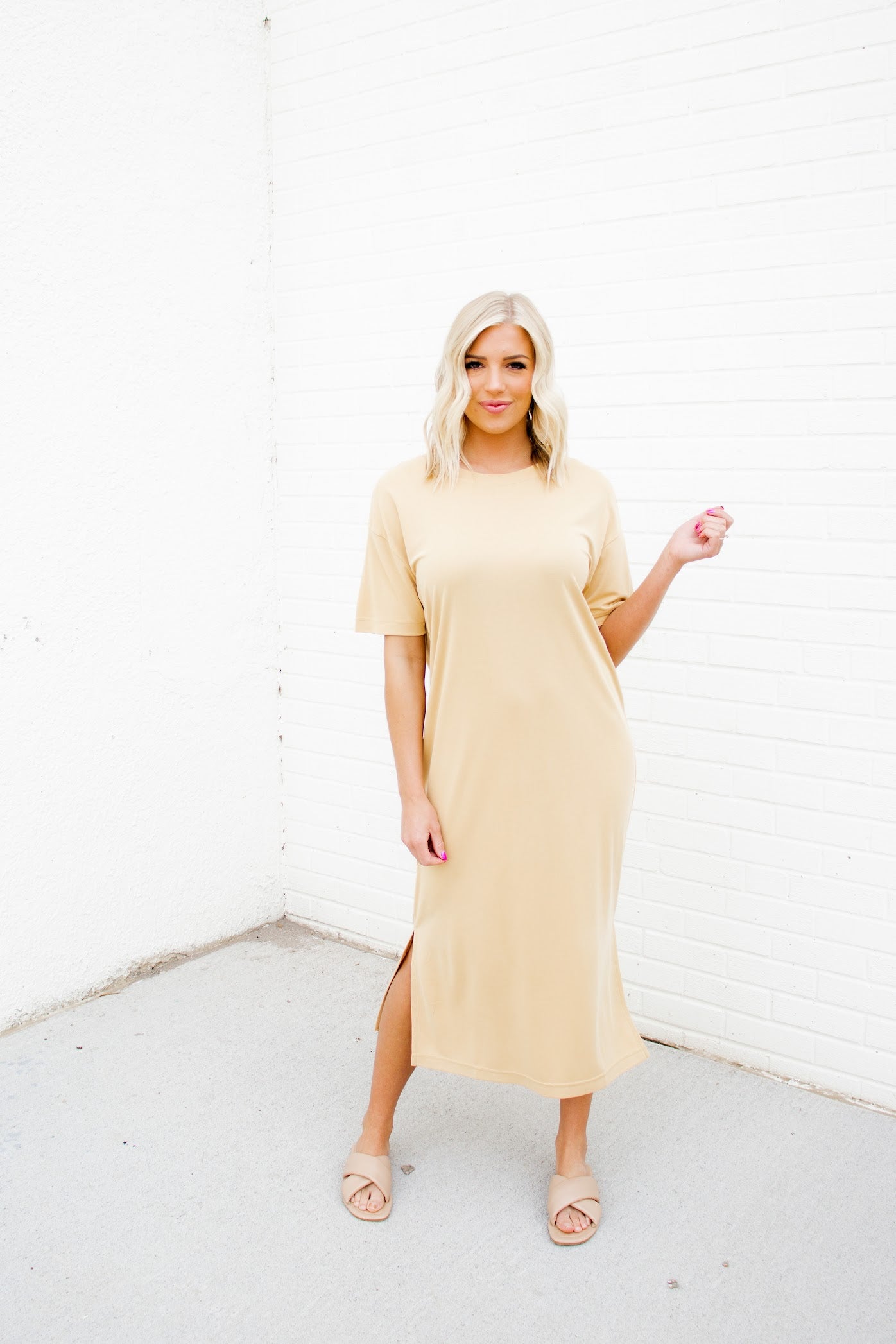 Mollie Side Slit Midi Dress | Tortilla Brown