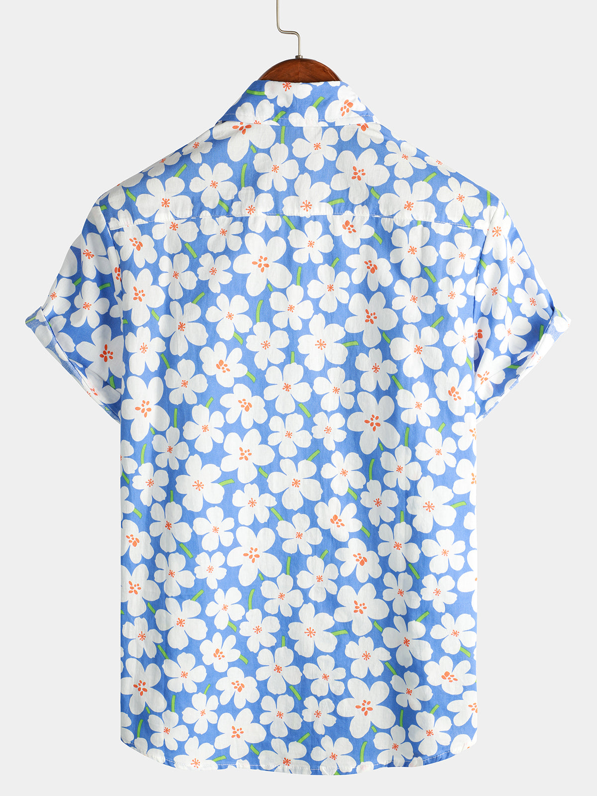 Men's Floral Print Holiday Flower Casual Short Sleeve Shirt