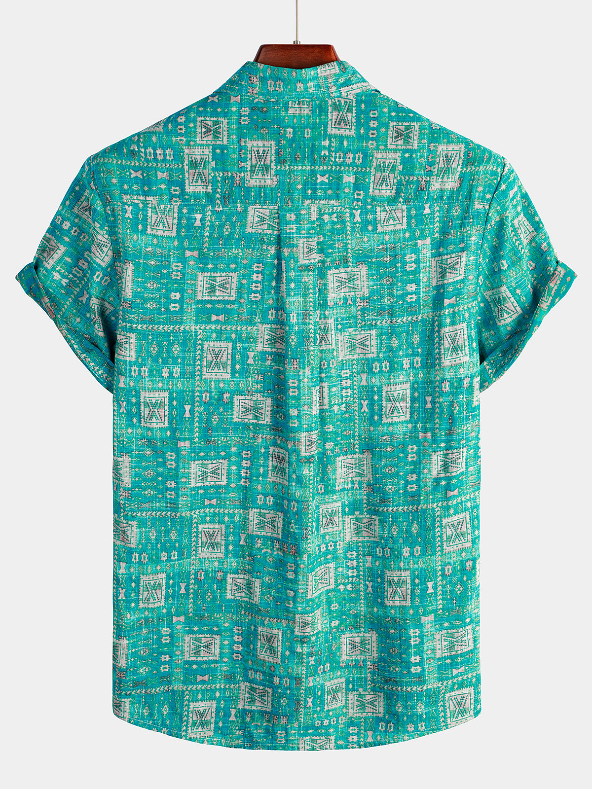 Men's Casual Retro Holiday Pocket Short Sleeve Shirt