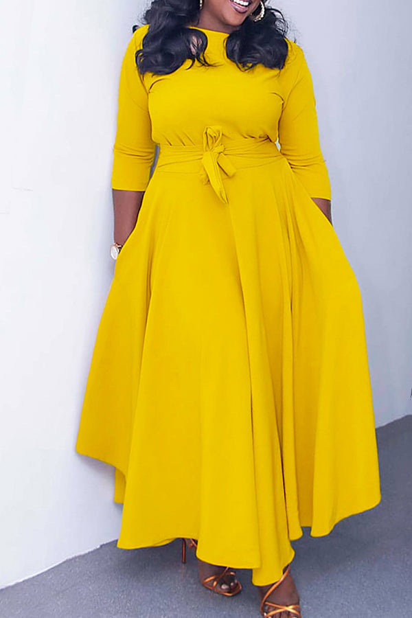 Tie Front 3/4 Sleeve A-line Dress