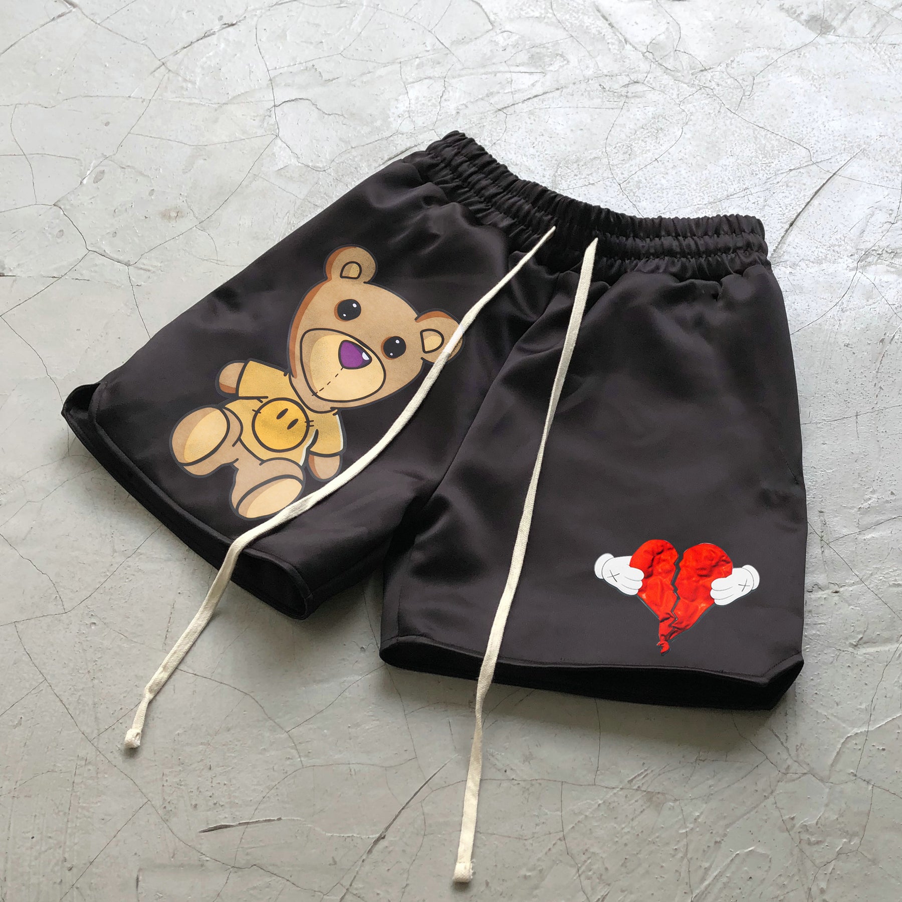 Street Teddy Bear Print Track Shorts