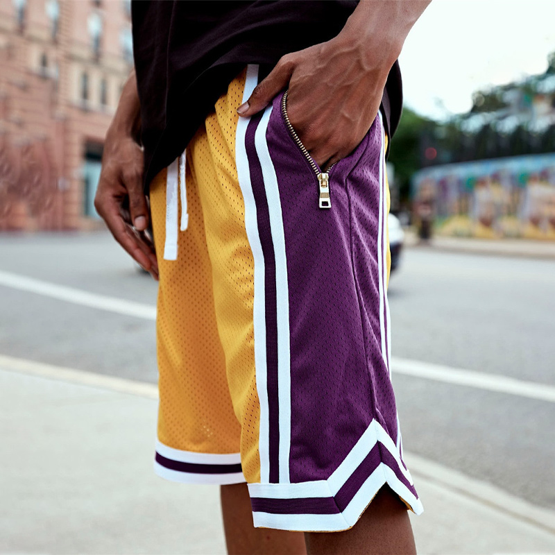 Contrast Panel Mesh Basketball Shorts