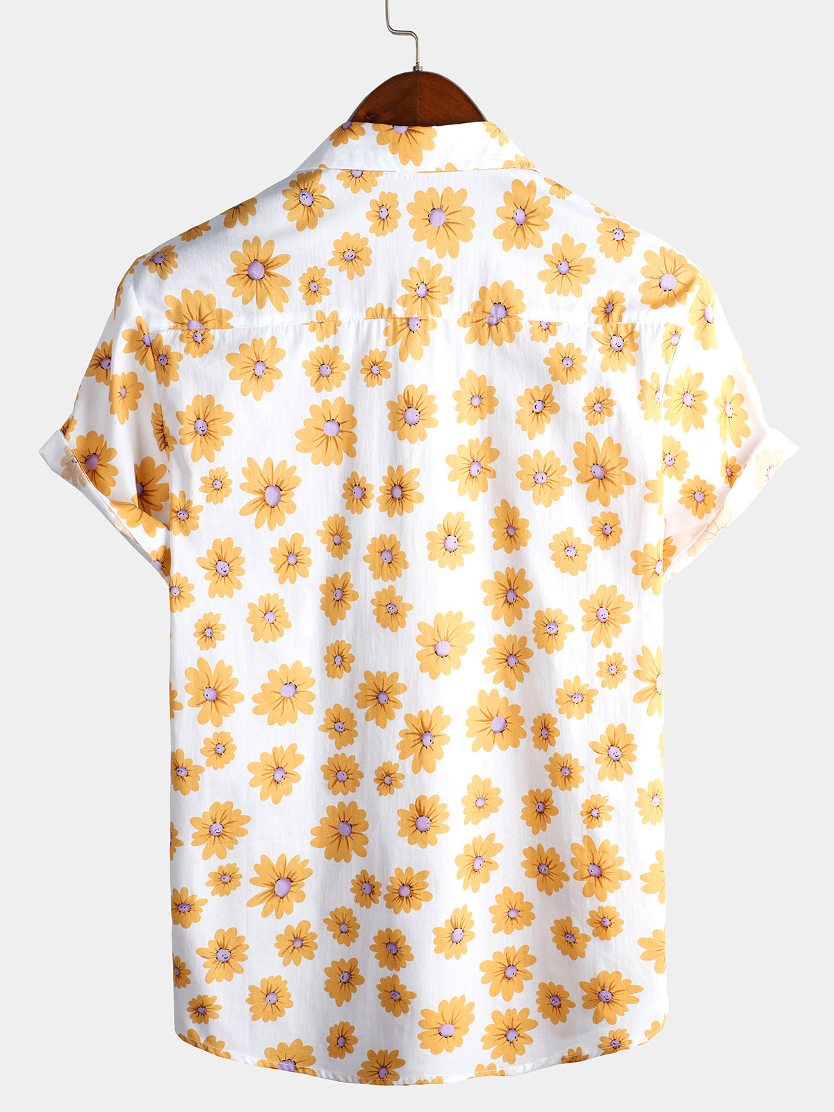 Men's Yellow Daisy Hawaiian Short Sleeve Shirt