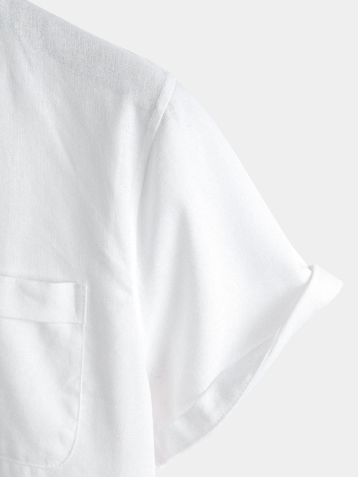 Men's Solid Color Stand Collar Half Button Pocket Front Shirt