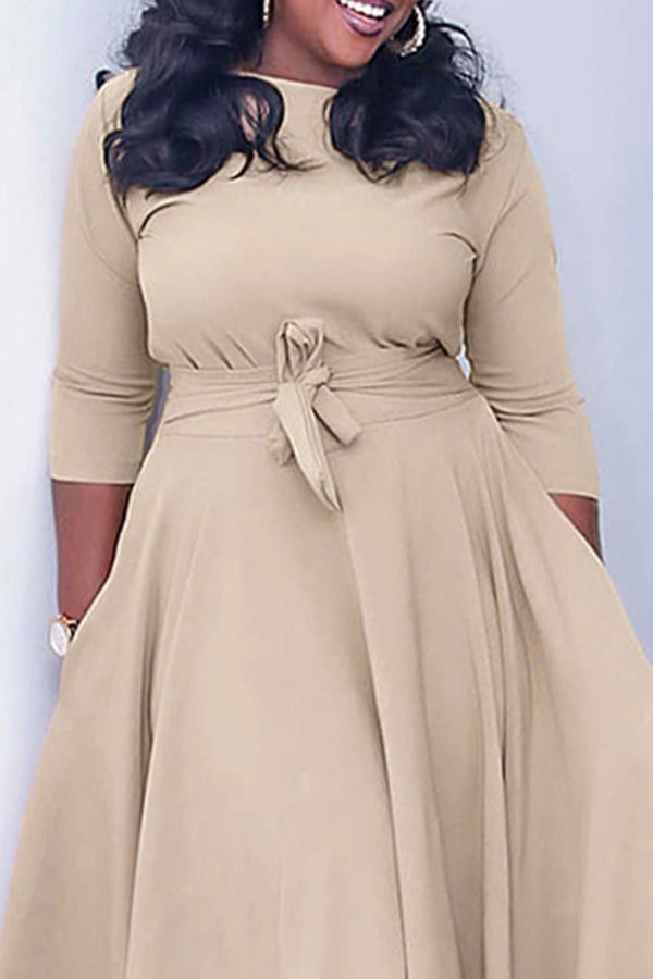 Tie Front 3/4 Sleeve A-line Dress