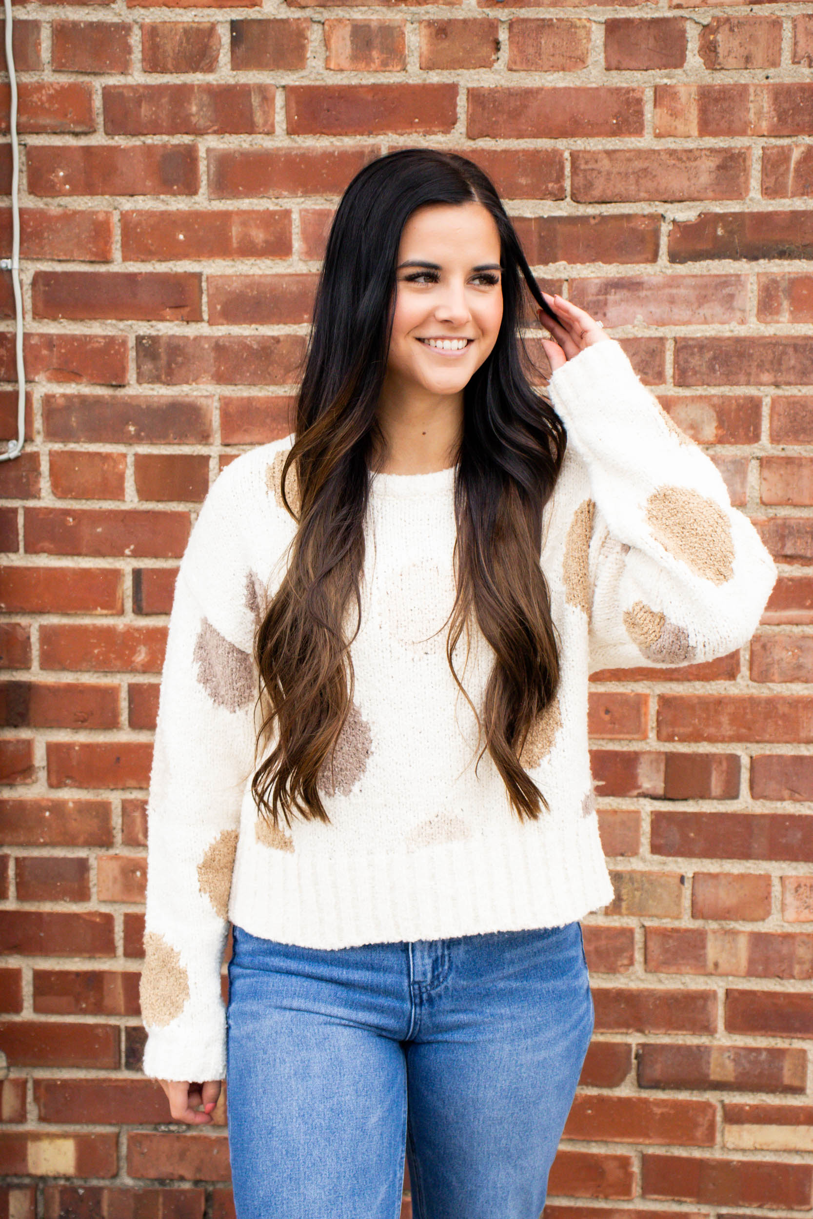 Hazel Polka Dot Sweater | Cream Combo