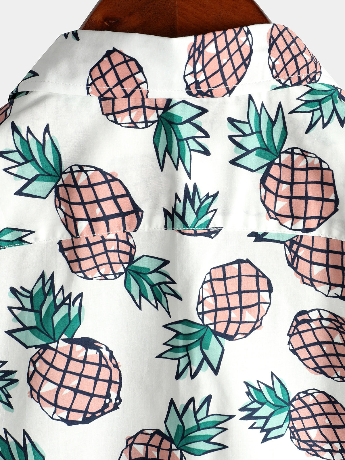 Men's Pineapple Print Hawaiian Cotton Pocket Shirt