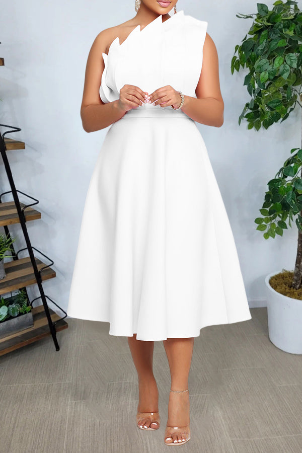 In Bloom One Shoulder Flare A-line Dress