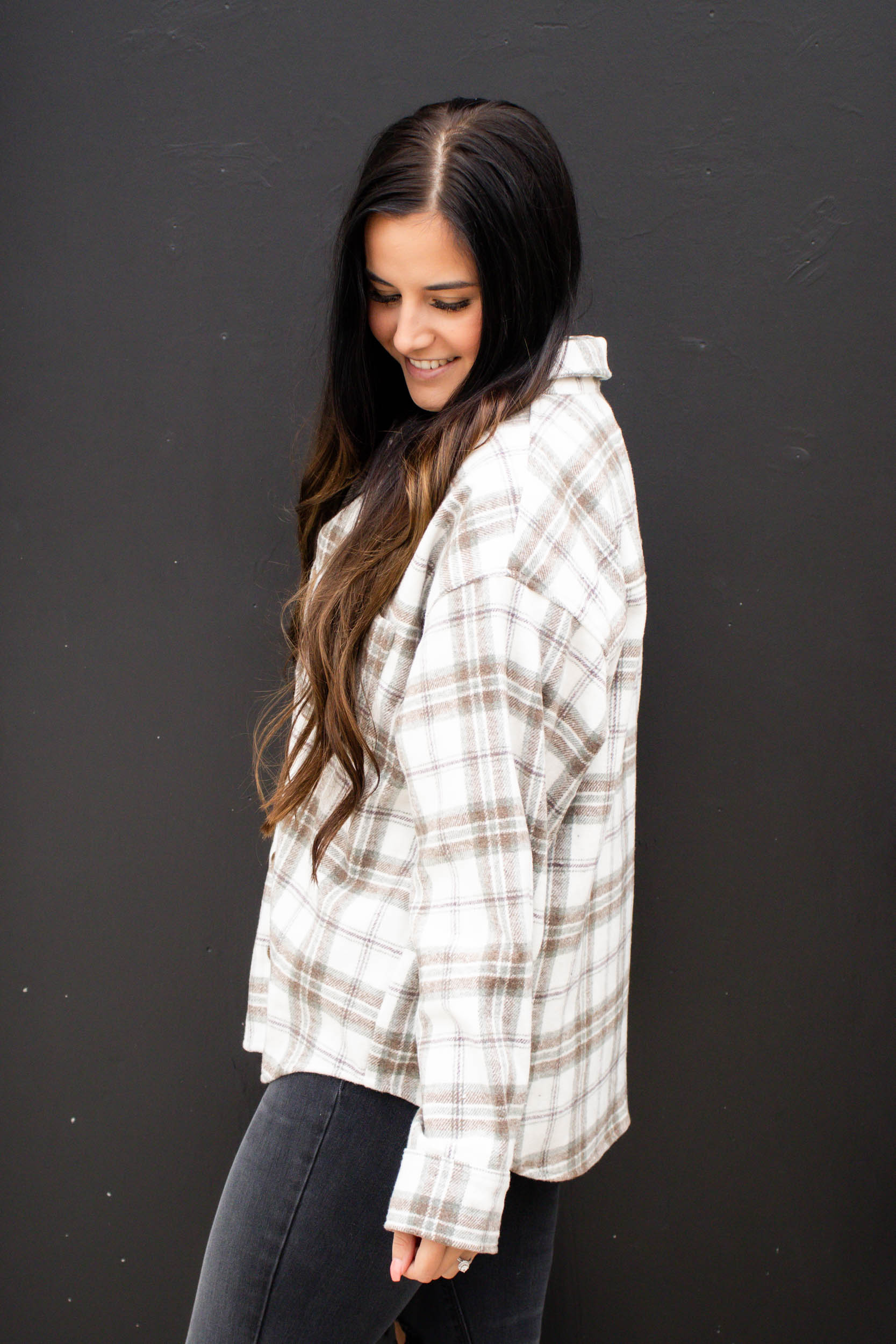Elena Flannel Shirt | Cream/Mocha