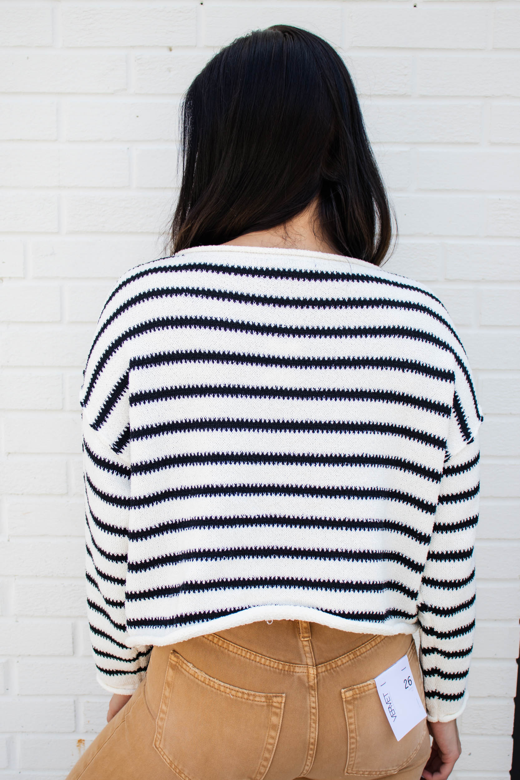 Dallas Striped Boxy Sweater | Black