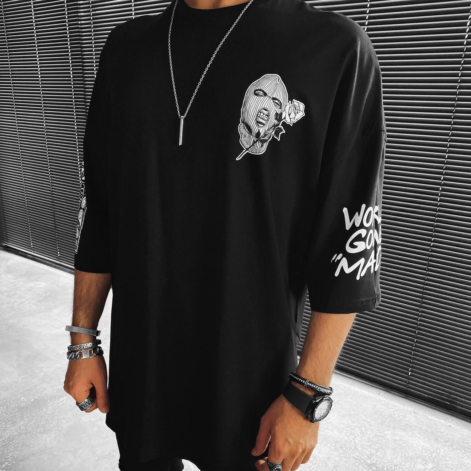 World Crazy Print Loose Short Sleeve T-Shirt